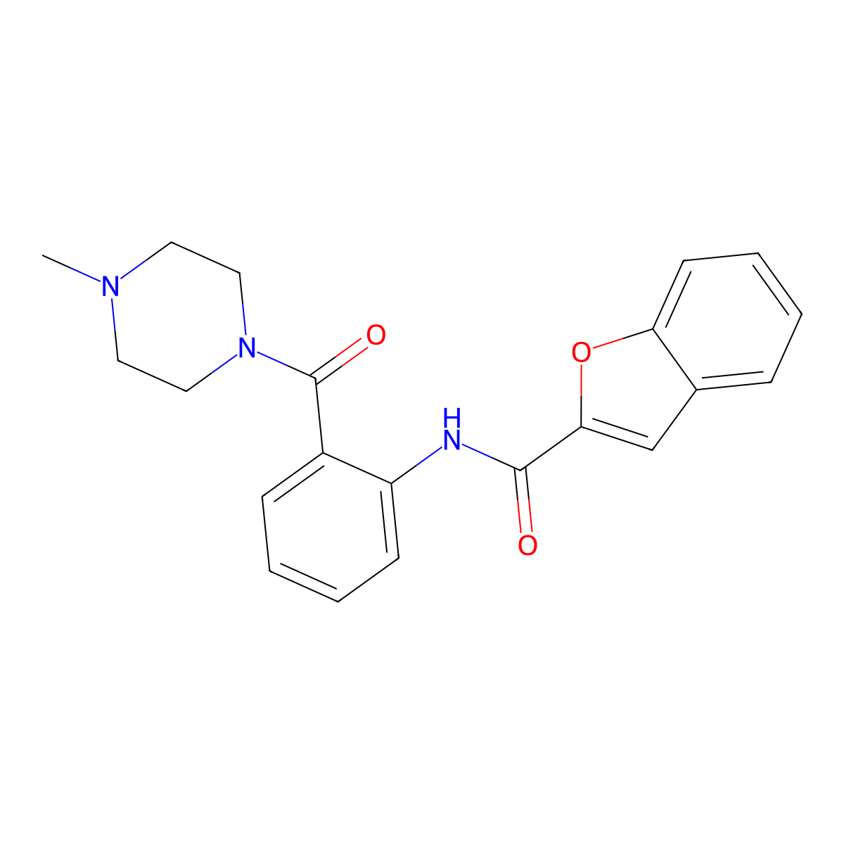 N-{2-[(4-methyl-1-piperazinyl)carbonyl]phenyl}-1-benzofuran-2-carboxamide molecular structure, CAS 1119435-97-0