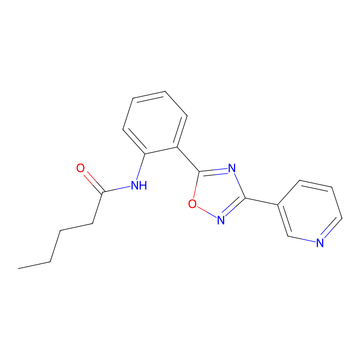 N-(2-(3-(pyridin-3-yl)-1,2,4-oxadiazol-5-yl)phenyl)pentanamide molecular structure, CAS 1119440-31-1