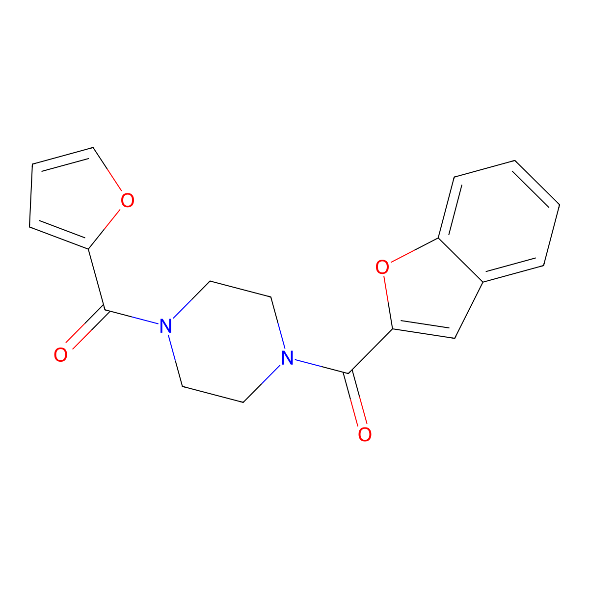 1-(1-Benzofuran-2-ylcarbonyl)-4-(2-furoyl)piperazine molecular structure, CAS 1119440-35-5