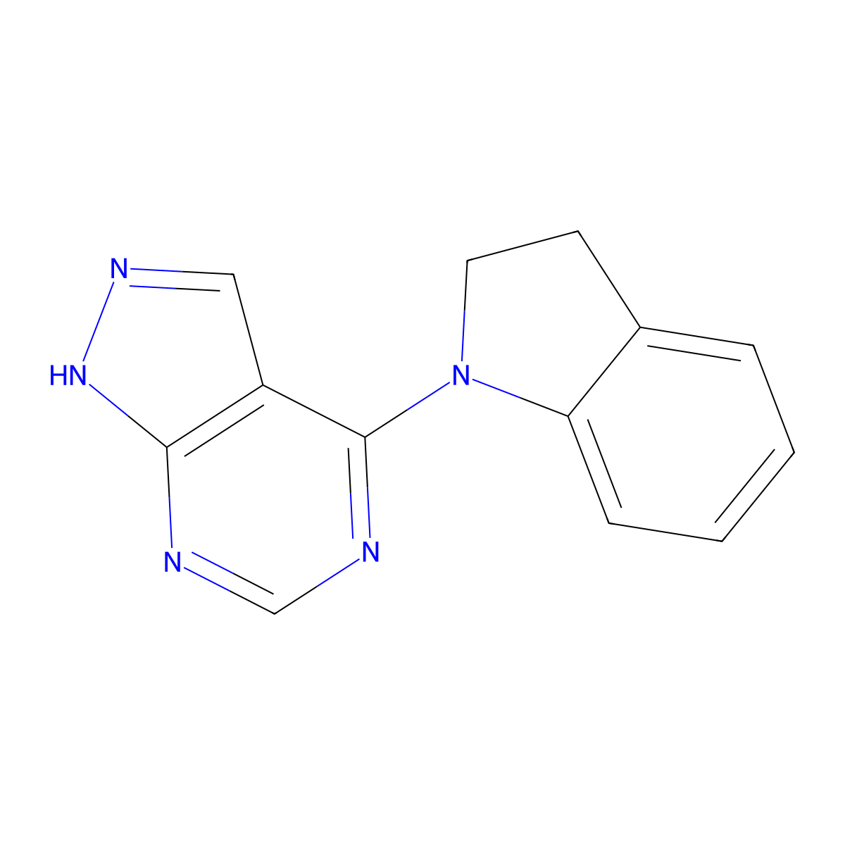 4-(2,3-dihydro-1H-indol-1-yl)-2H-pyrazolo[3,4-d]pyrimidine molecular structure, CAS 1119442-35-1