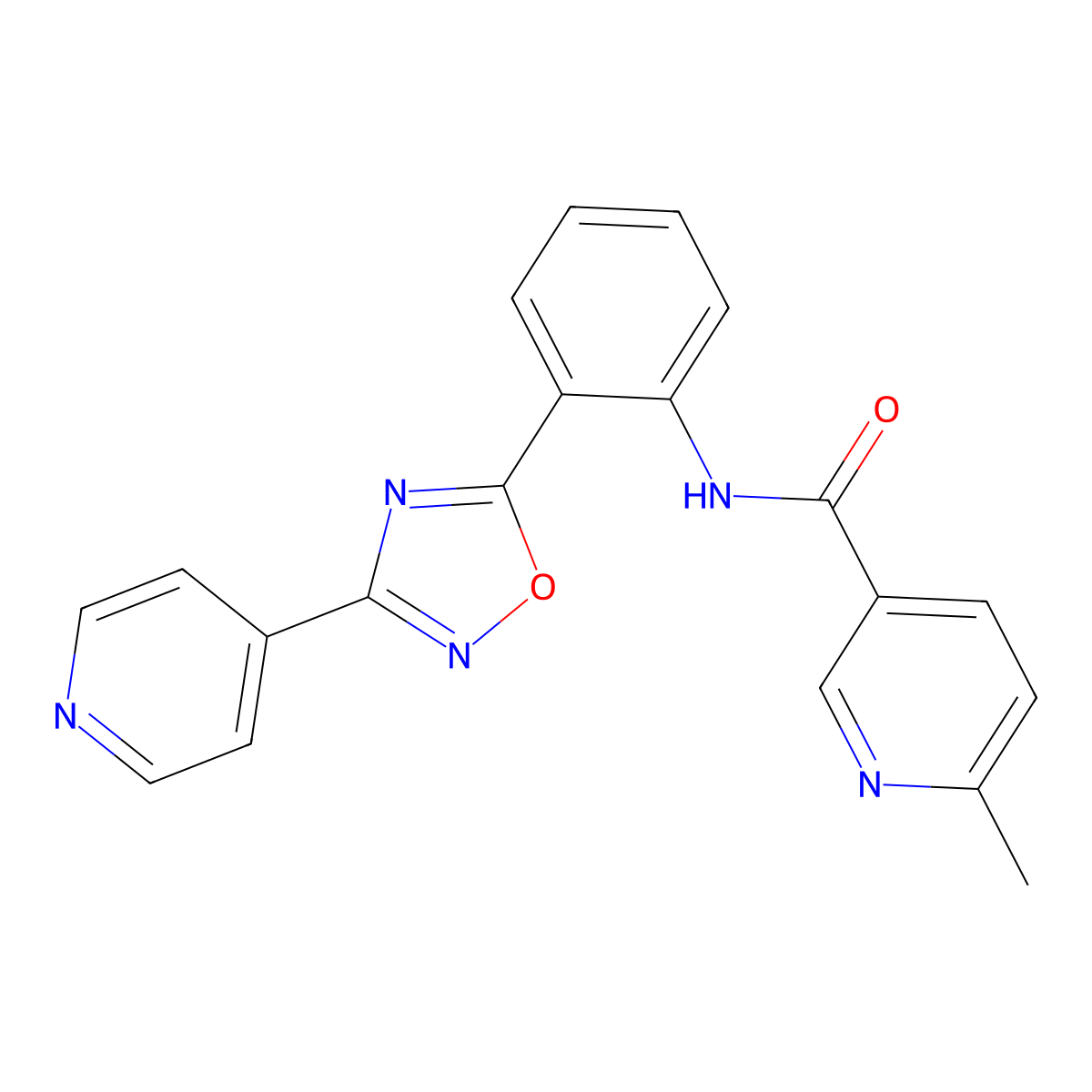 6-methyl-N-{2-[3-(pyridin-4-yl)-1,2,4-oxadiazol-5-yl]phenyl}pyridine-3-carboxamide molecular structure, CAS 1119442-75-9