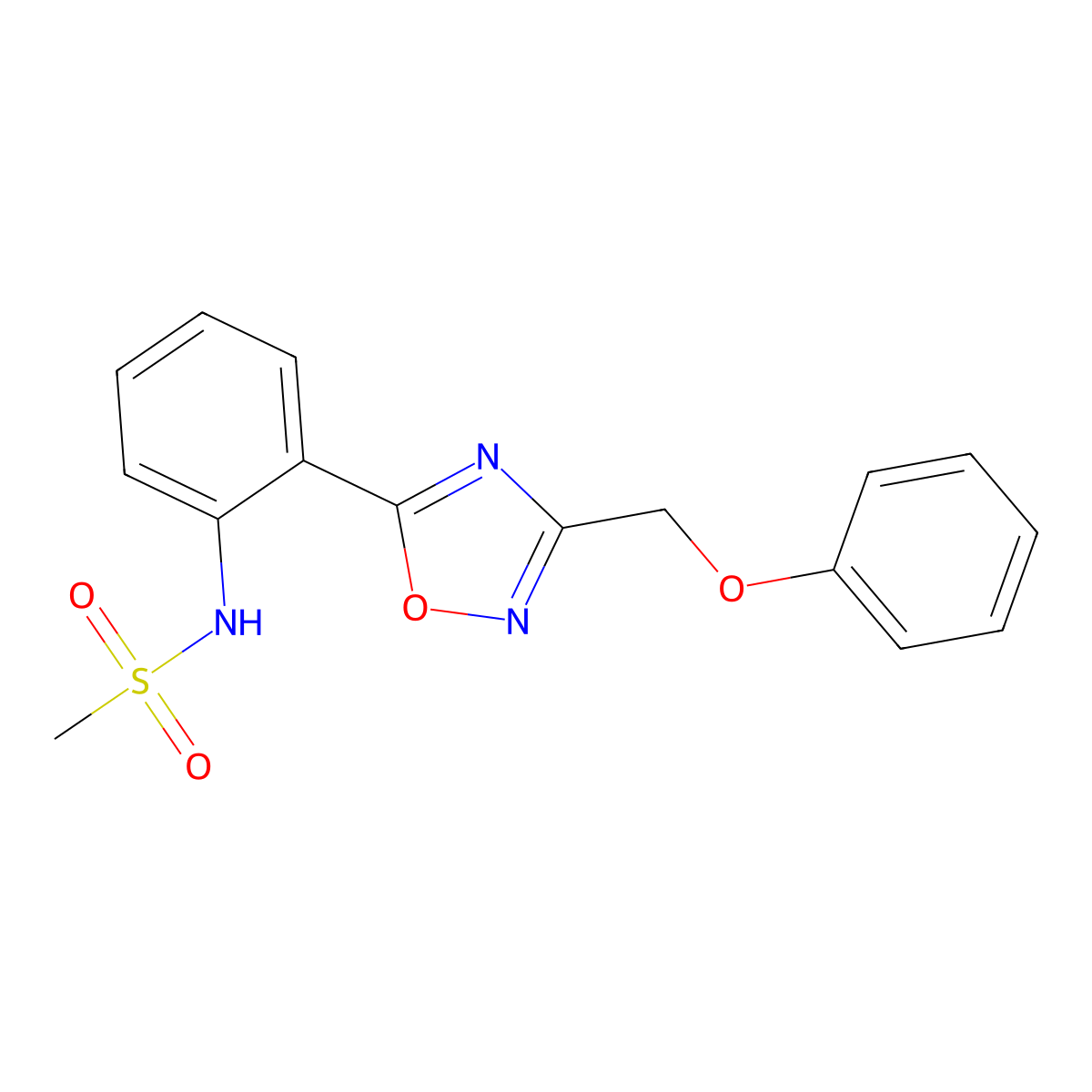 N-(2-(3-(phenoxymethyl)-1,2,4-oxadiazol-5-yl)phenyl)methanesulfonamide molecular structure, CAS 1119443-01-4