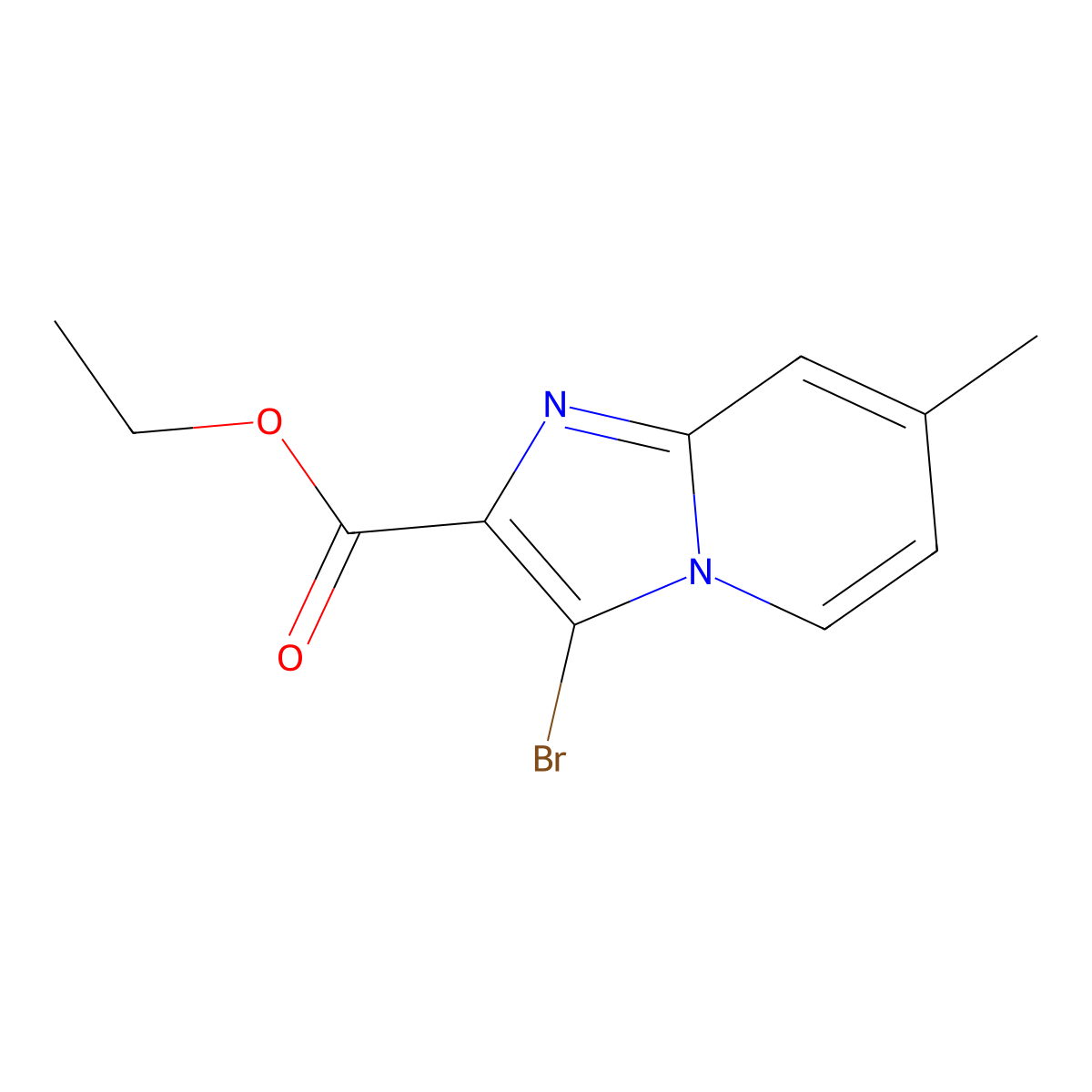 Ethyl 3-bromo-7-methylimidazo[1,2-a]pyridine-2-carboxylate molecular structure, CAS 1119449-00-1