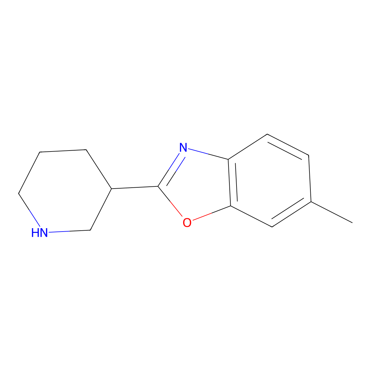 6-Methyl-2-(3-piperidyl)benzoxazole molecular structure, CAS 1119449-44-3
