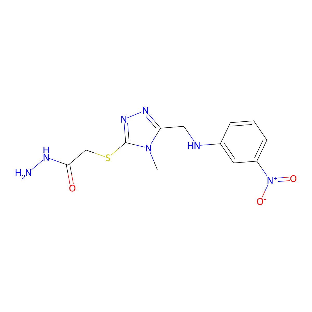 2-[(4-methyl-5-{[(3-nitrophenyl)amino]methyl}-4H-1,2,4-triazol-3-yl)thio]acetohydrazide molecular structure, CAS 1119449-47-6