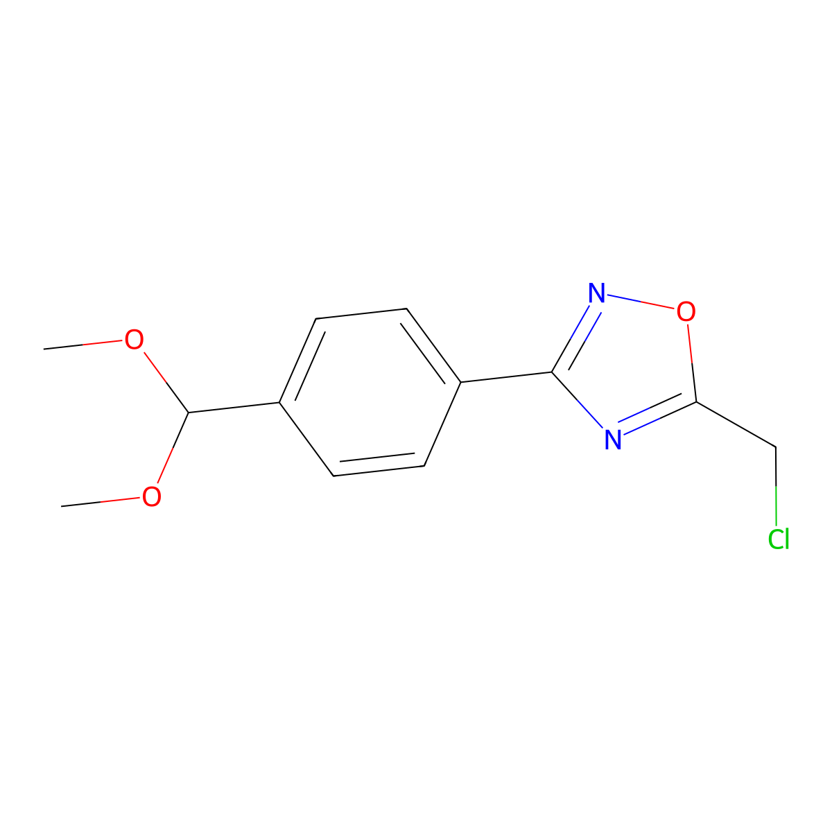5-(Chloromethyl)-3-[4-(dimethoxymethyl)phenyl]-1,2,4-oxadiazole molecular structure, CAS 1119449-59-0