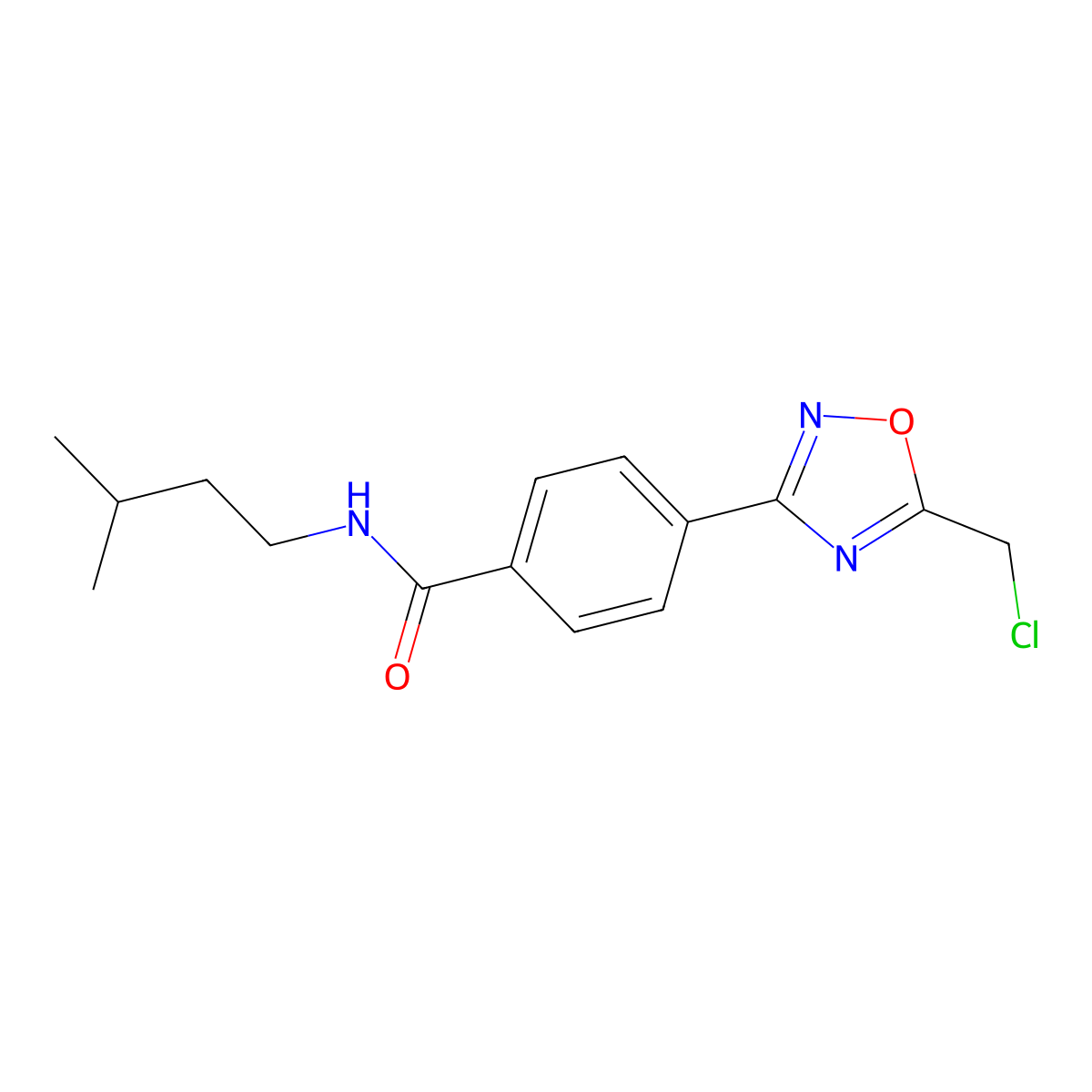 4-[5-(chloromethyl)-1,2,4-oxadiazol-3-yl]-N-(3-methylbutyl)benzamide molecular structure, CAS 1119449-63-6