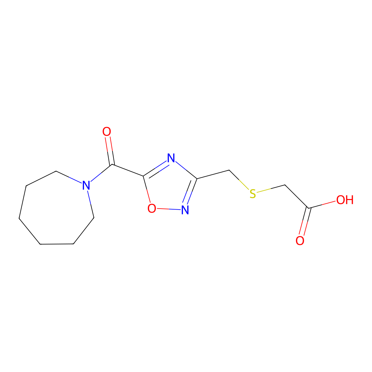 ({[5-(Azepan-1-ylcarbonyl)-1,2,4-oxadiazol-3-yl]-methyl}thio)acetic acid molecular structure, CAS 1119449-69-2