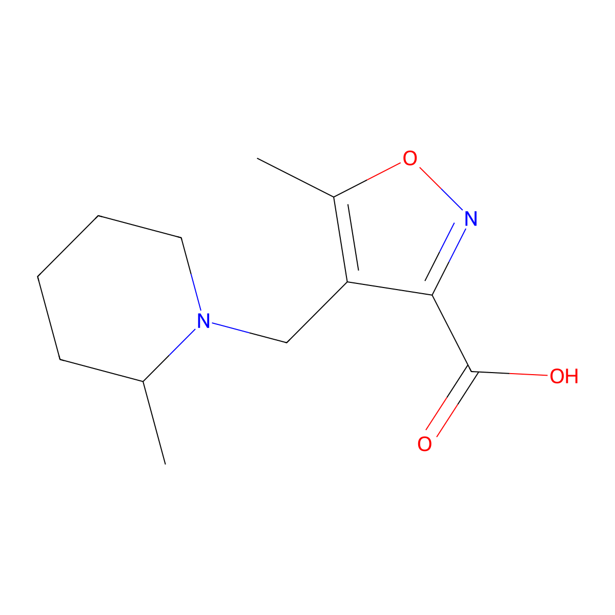 5-Methyl-4-[(2-methylpiperidin-1-YL)methyl]-isoxazole-3-carboxylic acid molecular structure, CAS 1119449-81-8