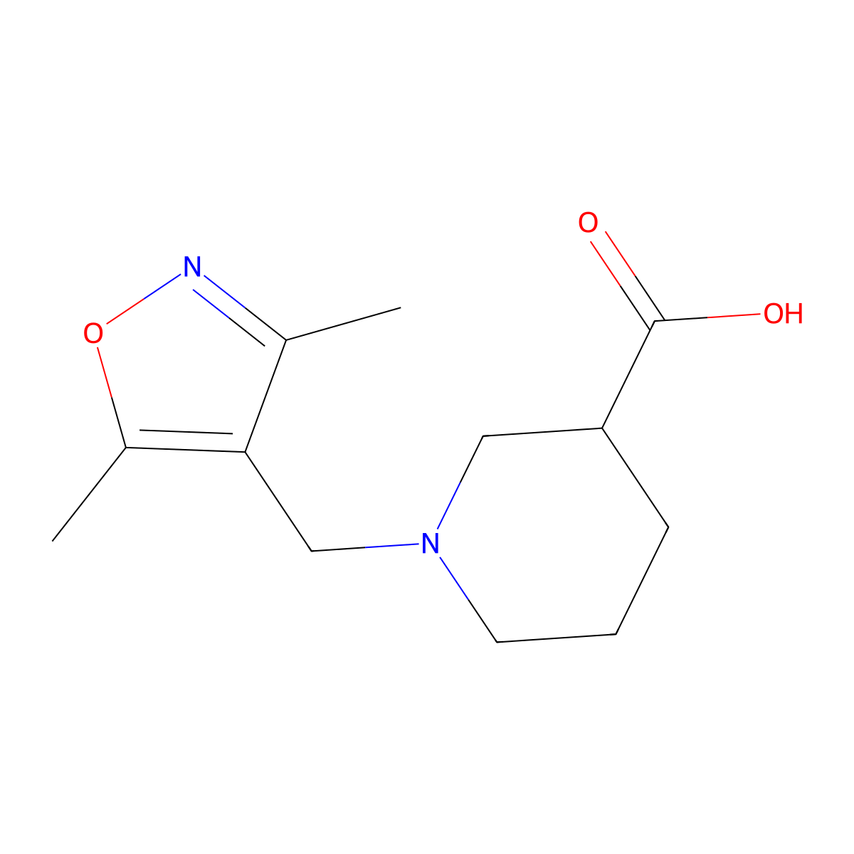 1-[(3,5-Dimethylisoxazol-4-yl)methyl]piperidine-3-carboxylic acid molecular structure, CAS 1119449-87-4