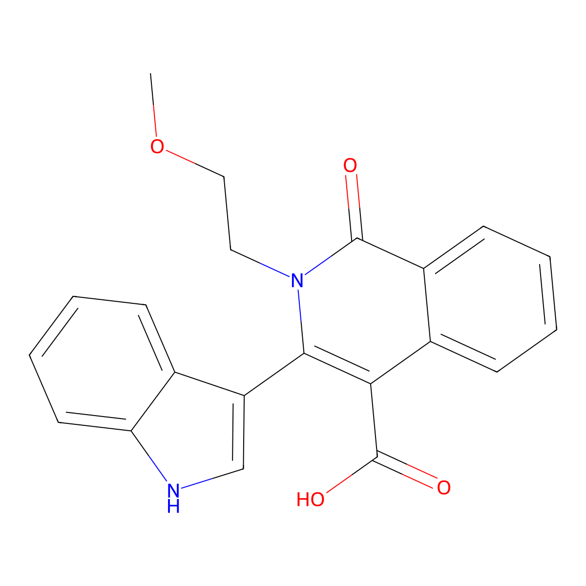 3-(1H-indol-3-yl)-2-(2-methoxyethyl)-1-oxo-1,2-dihydroisoquinoline-4-carboxylic acid molecular structure, CAS 1119449-96-5