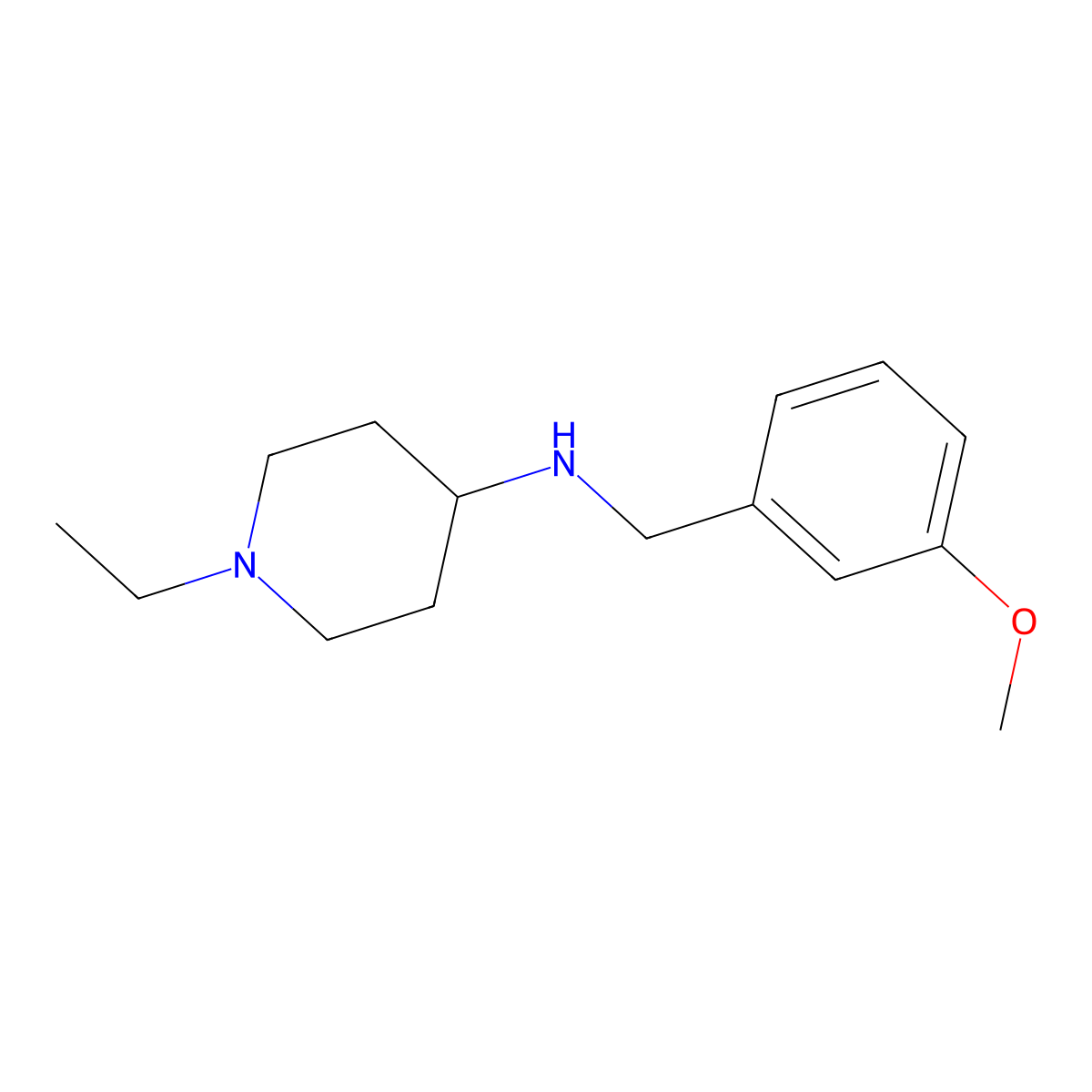 1-ethyl-N-(3-methoxybenzyl)piperidin-4-amine molecular structure, CAS 1119450-01-9