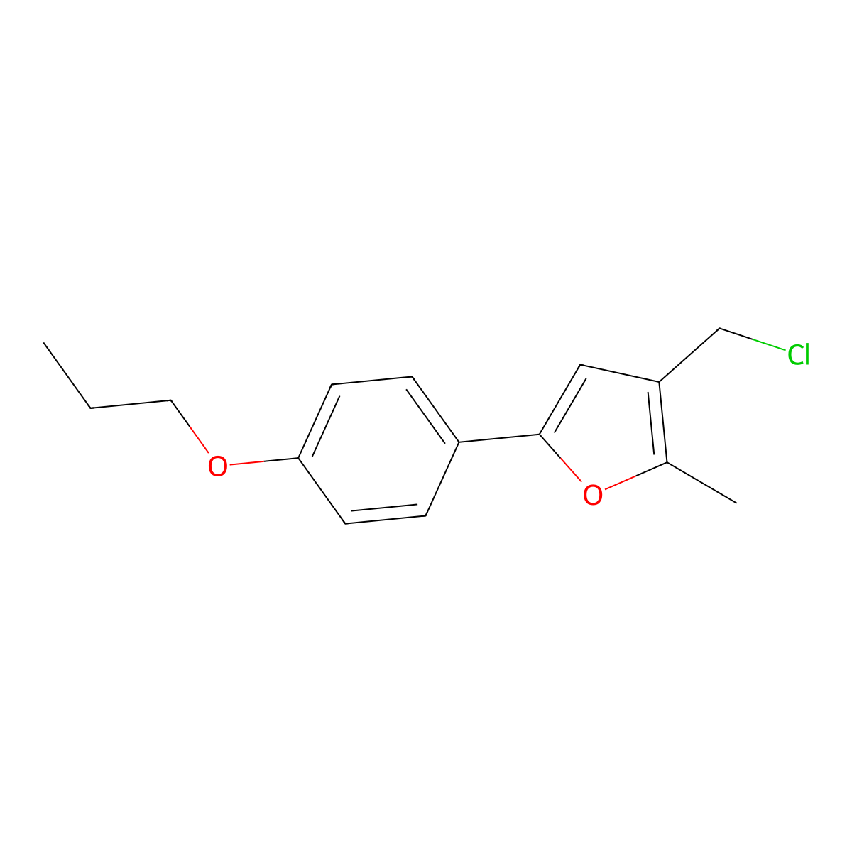 3-(Chloromethyl)-2-methyl-5-(4-propoxyphenyl)furan molecular structure, CAS 1119450-02-0