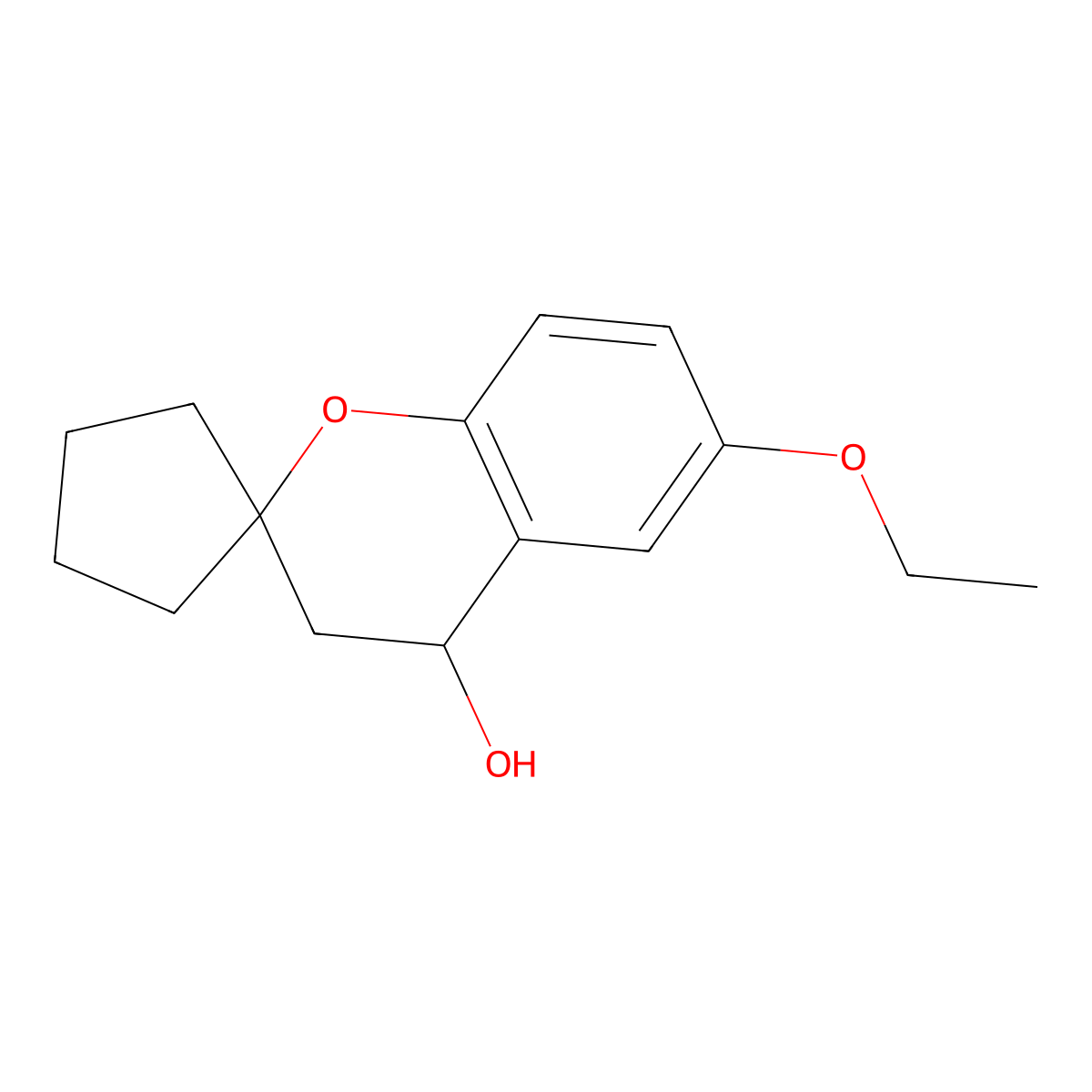 6-Ethoxy-3,4-dihydrospiro[chromene-2,1'-cyclopentan]-4-ol molecular structure, CAS 1119450-08-6