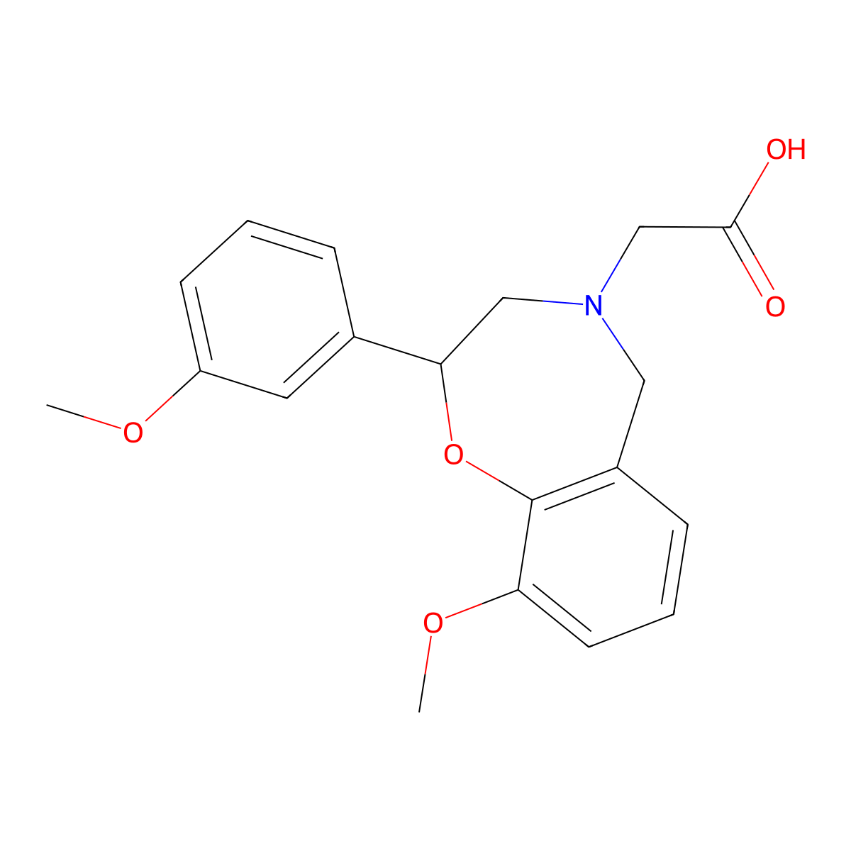 [9-methoxy-2-(3-methoxyphenyl)-2,3-dihydro-1,4-benzoxazepin-4(5H)-yl]acetic acid molecular structure, CAS 1119450-13-3