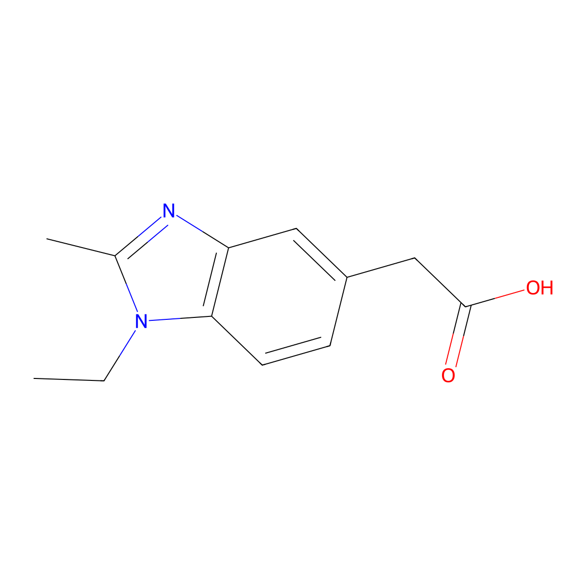 (1-ethyl-2-methyl-1H-benzimidazol-5-yl)acetic acid molecular structure, CAS 1119450-14-4