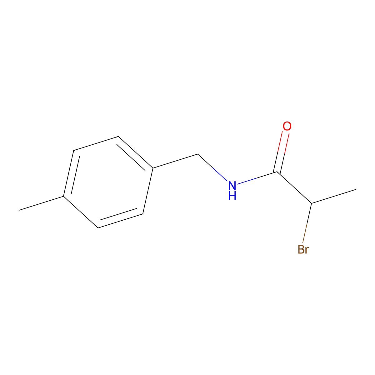2-bromo-N-(4-methylbenzyl)propanamide molecular structure, CAS 1119450-49-5