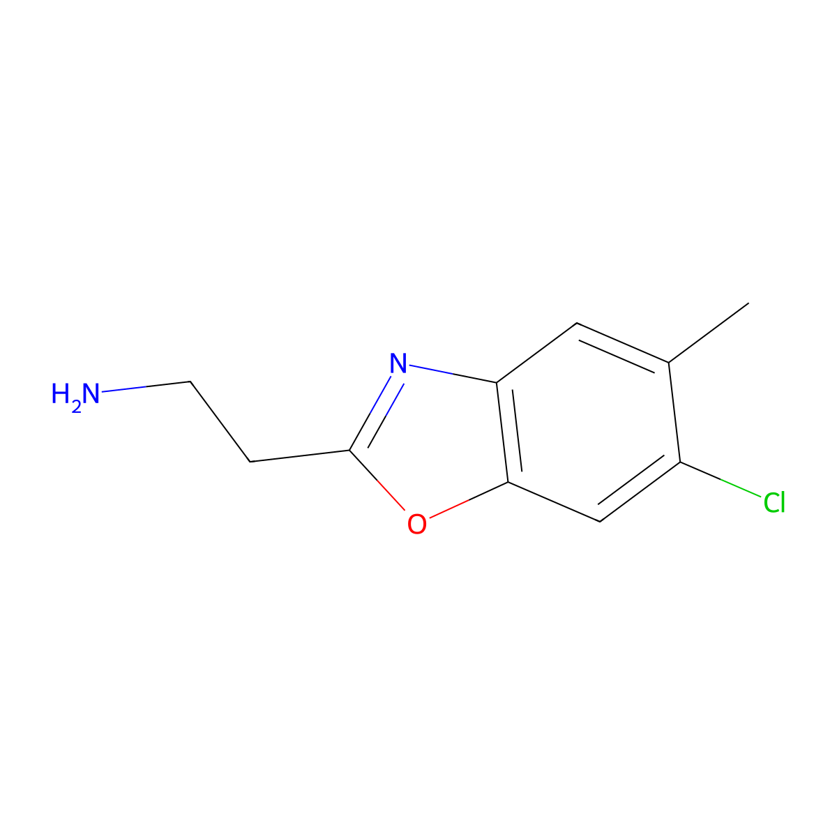 2-(6-Chloro-5-methyl-1,3-benzoxazol-2-yl)ethanamine molecular structure, CAS 1119450-64-4