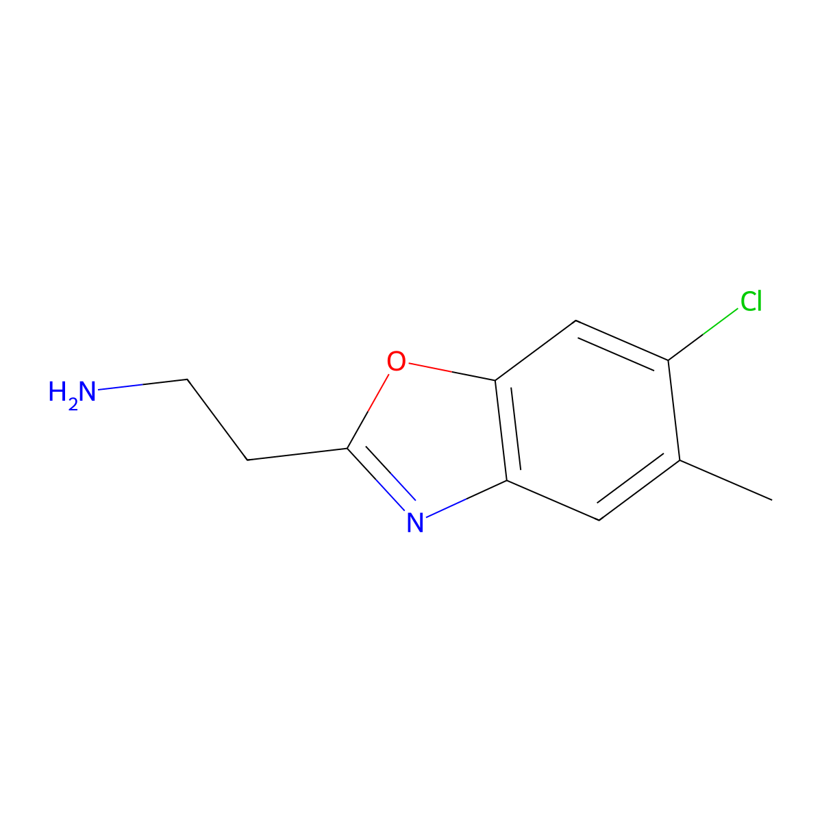 2-(6-Chloro-5-methyl-1,3-benzoxazol-2-yl)ethanamine molecular structure, CAS 1119450-64-4