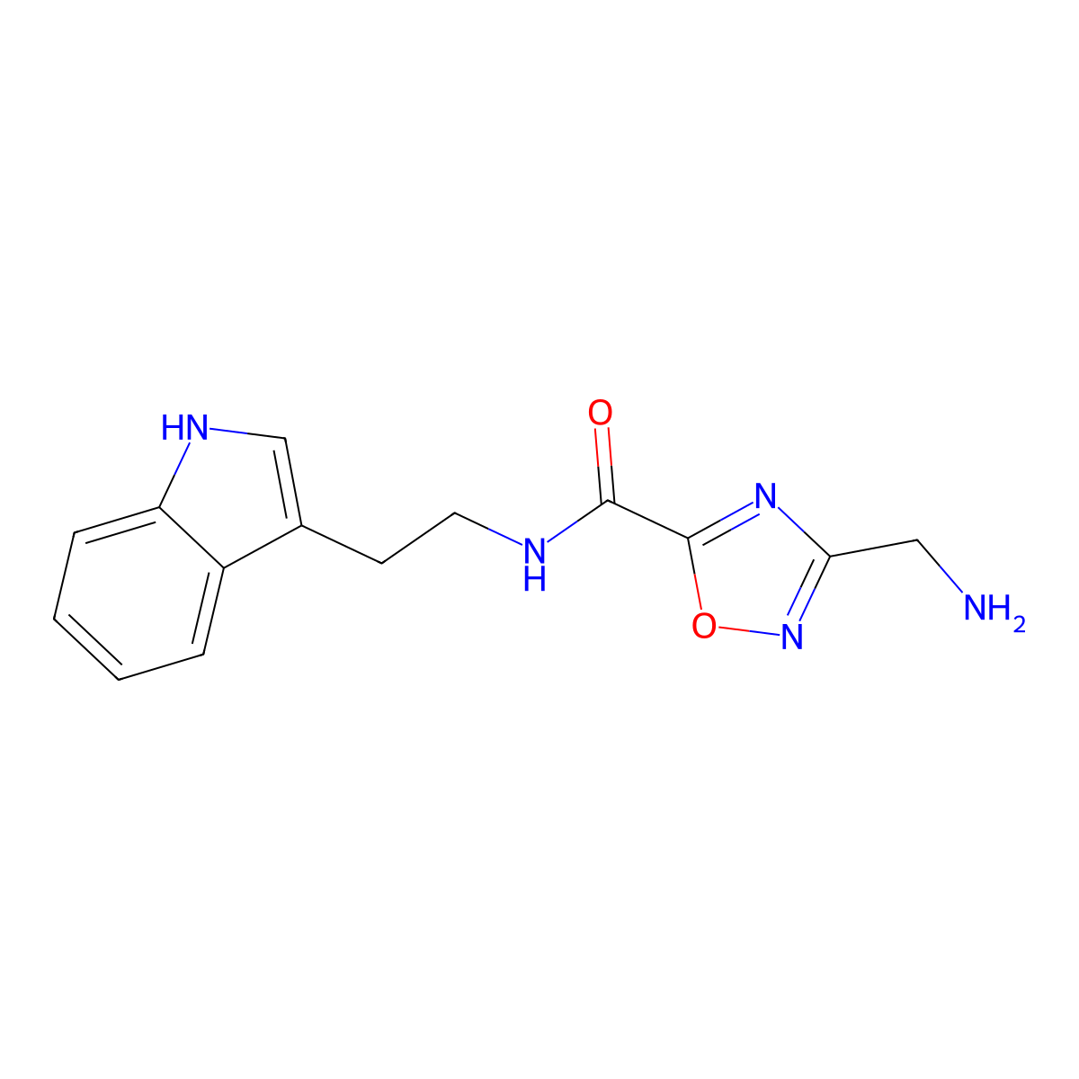 3-(aminomethyl)-N-[2-(1H-indol-3-yl)ethyl]-1,2,4-oxadiazole-5-carboxamide molecular structure, CAS 1119450-69-9