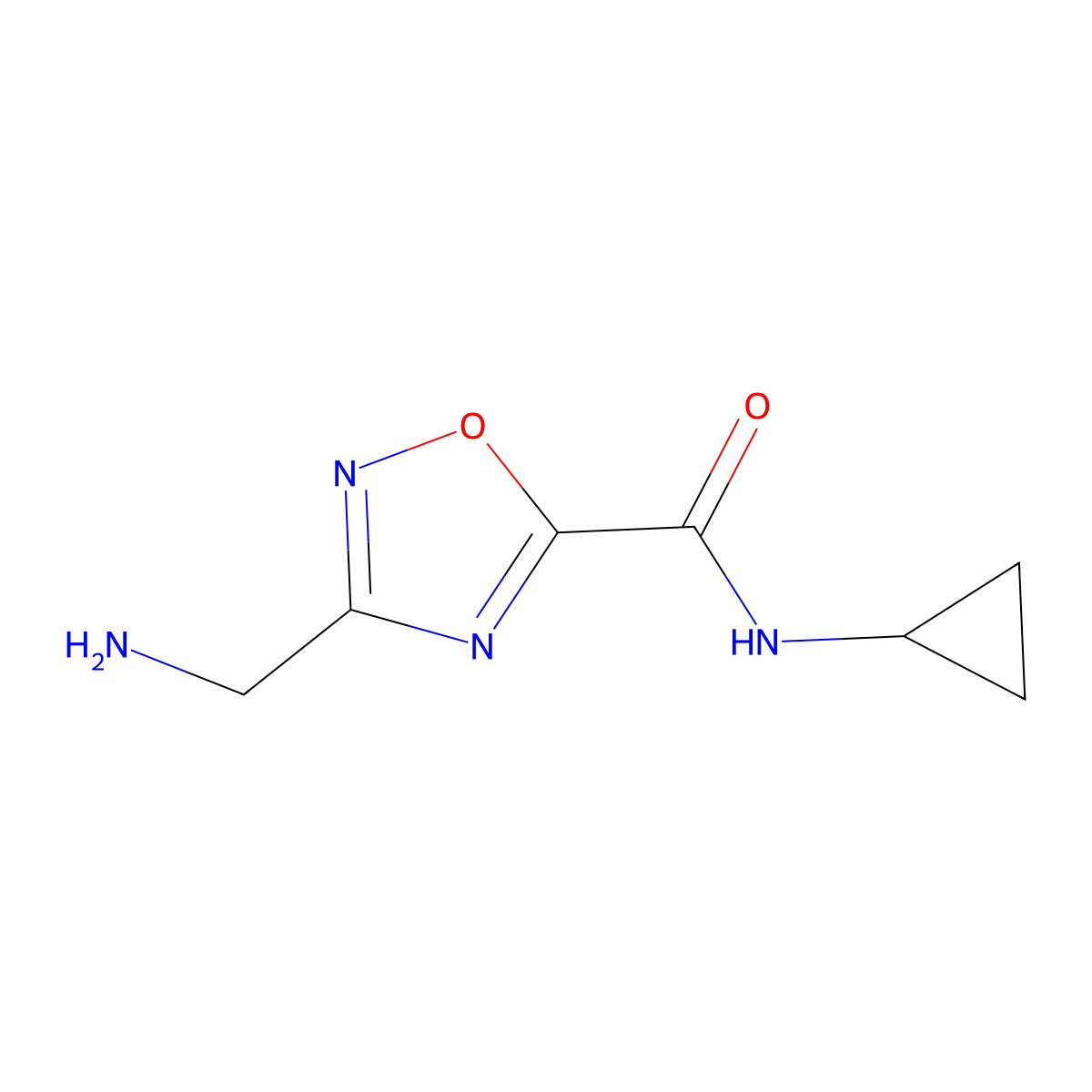 3-(aminomethyl)-N-cyclopropyl-1,2,4-oxadiazole-5-carboxamide molecular structure, CAS 1119450-70-2