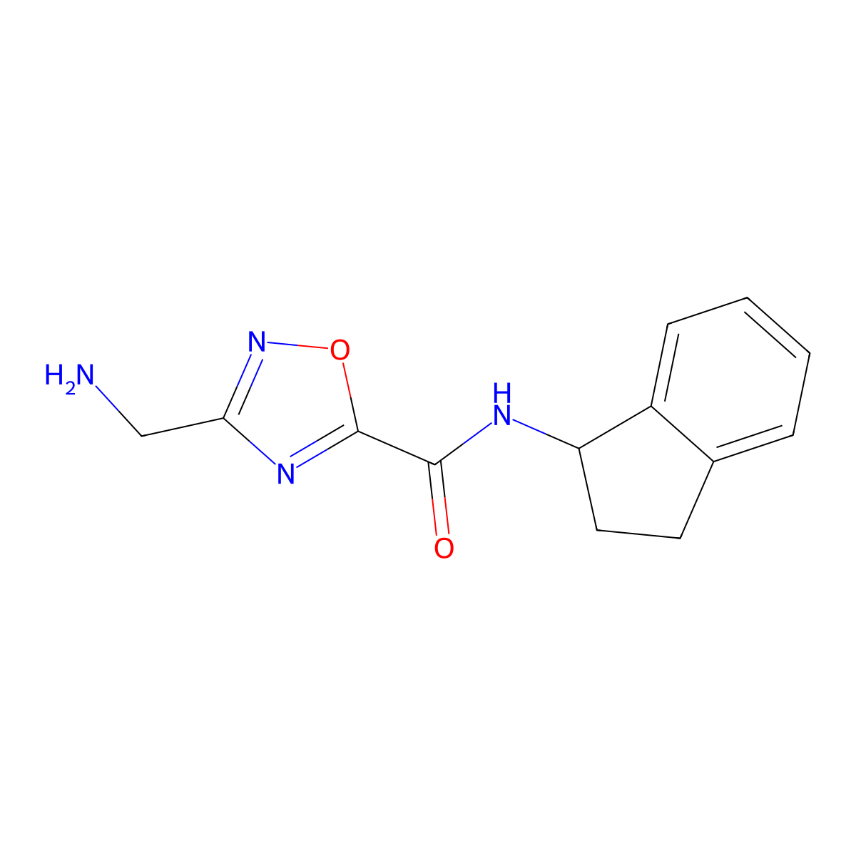 3-(aminomethyl)-N-(2,3-dihydro-1H-inden-1-yl)-1,2,4-oxadiazole-5-carboxamide molecular structure, CAS 1119450-71-3