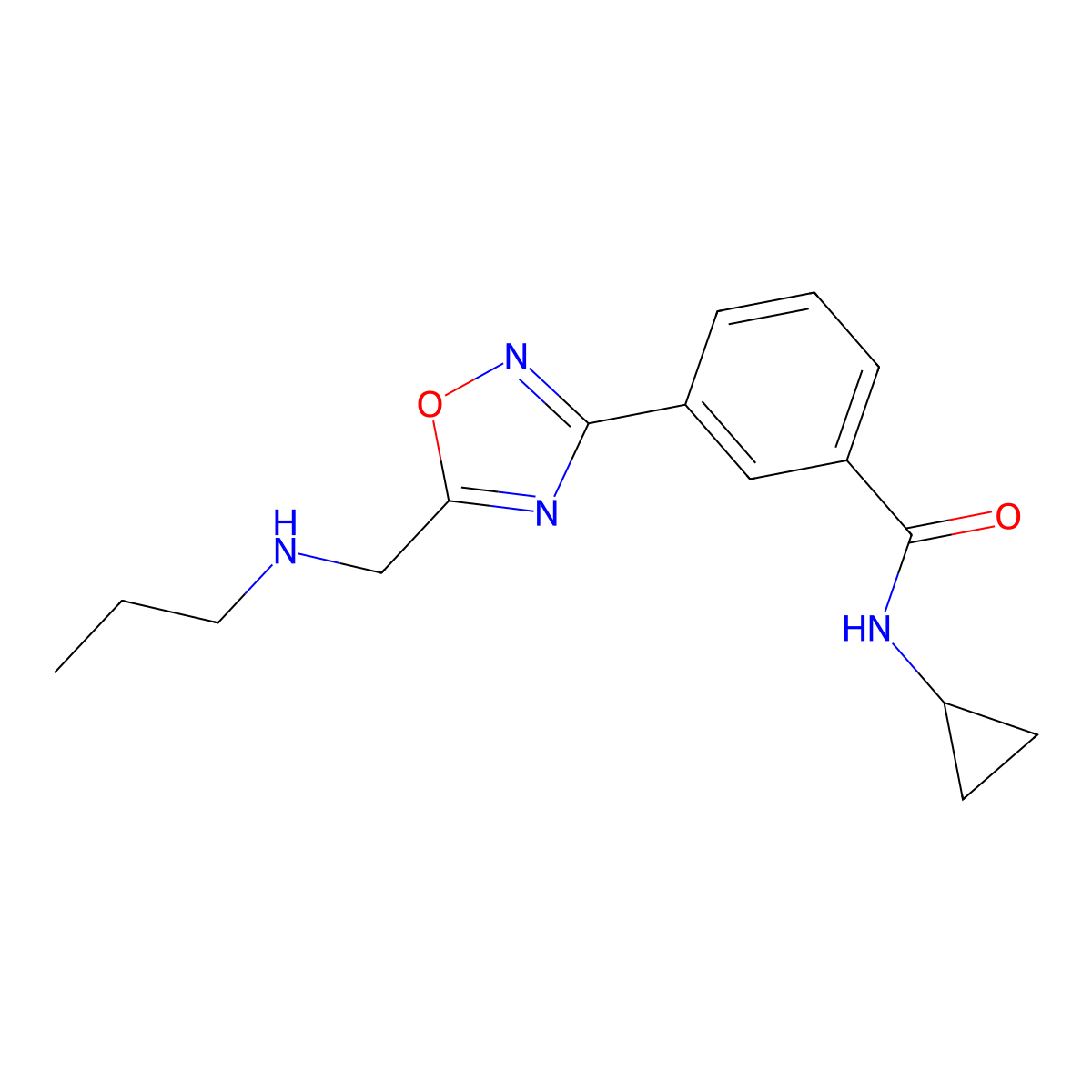 N-cyclopropyl-3-{5-[(propylamino)methyl]-1,2,4-oxadiazol-3-yl}benzamide molecular structure, CAS 1119450-72-4