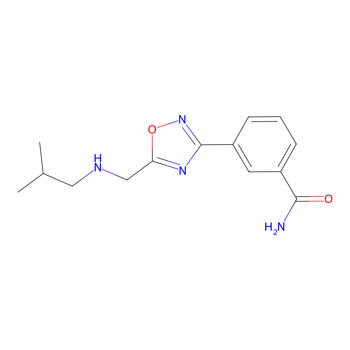 3-{5-[(Isobutylamino)methyl]-1,2,4-oxadiazol-3-yl}benzamide molecular structure, CAS 1119450-73-5