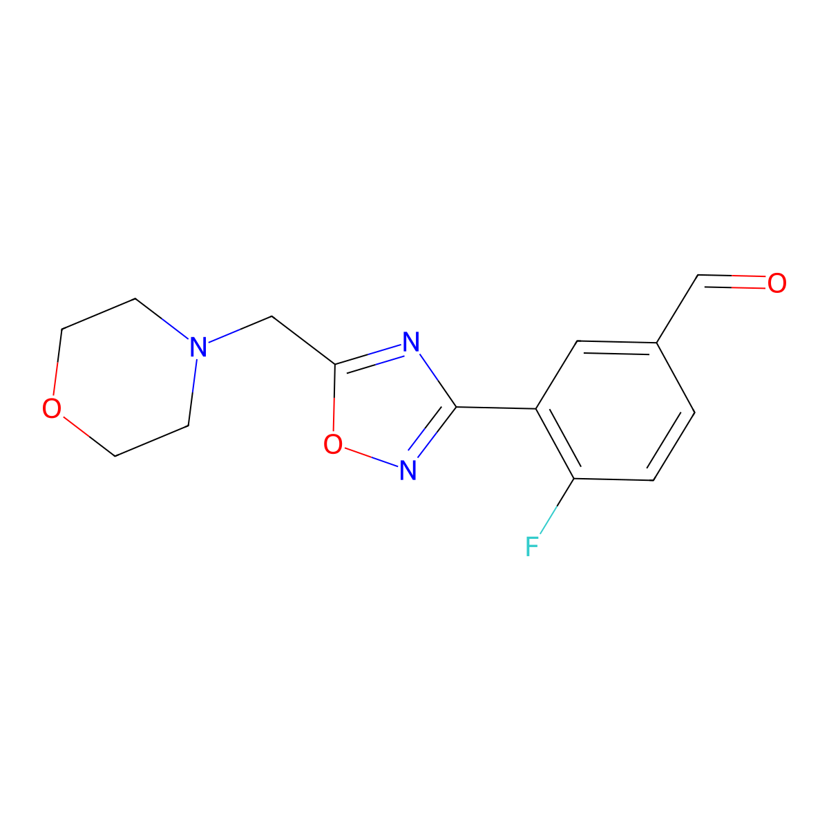 4-Fluoro-3-[5-(morpholin-4-ylmethyl)-1,2,4-oxadiazol-3-yl]benzaldehyde molecular structure, CAS 1119450-78-0