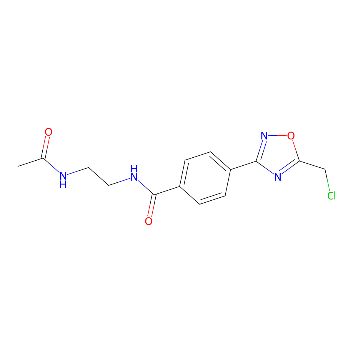 N-[2-(acetylamino)ethyl]-4-[5-(chloromethyl)-1,2,4-oxadiazol-3-yl]benzamide molecular structure, CAS 1119450-85-9