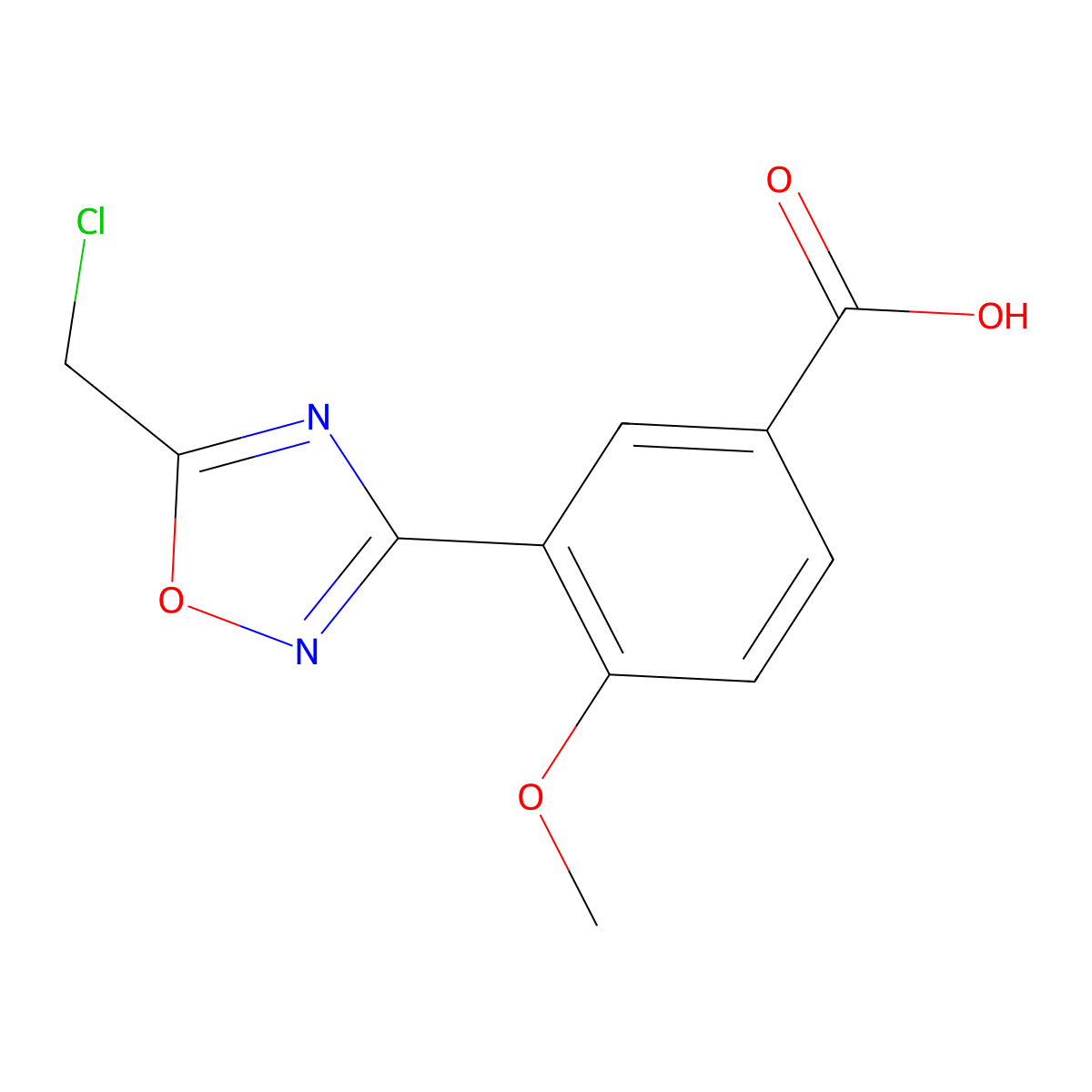 3-[5-(Chloromethyl)-1,2,4-oxadiazol-3-yl]-4-methoxybenzoic acid molecular structure, CAS 1119450-89-3