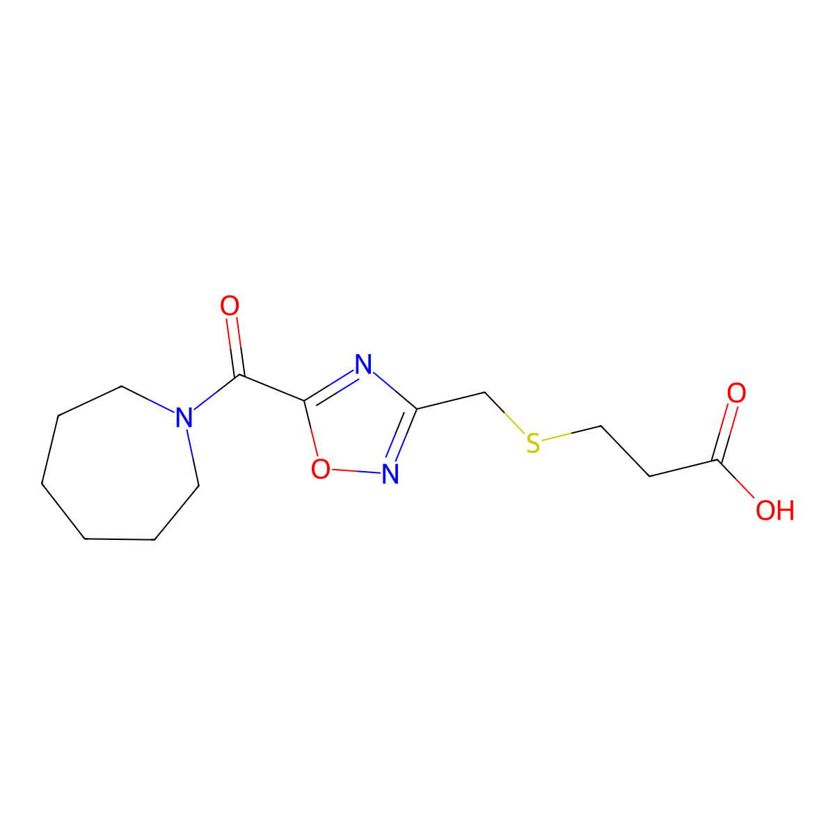 3-({[5-(Azepan-1-ylcarbonyl)-1,2,4-oxadiazol-3-yl]methyl}thio)propanoic acid molecular structure, CAS 1119450-94-0