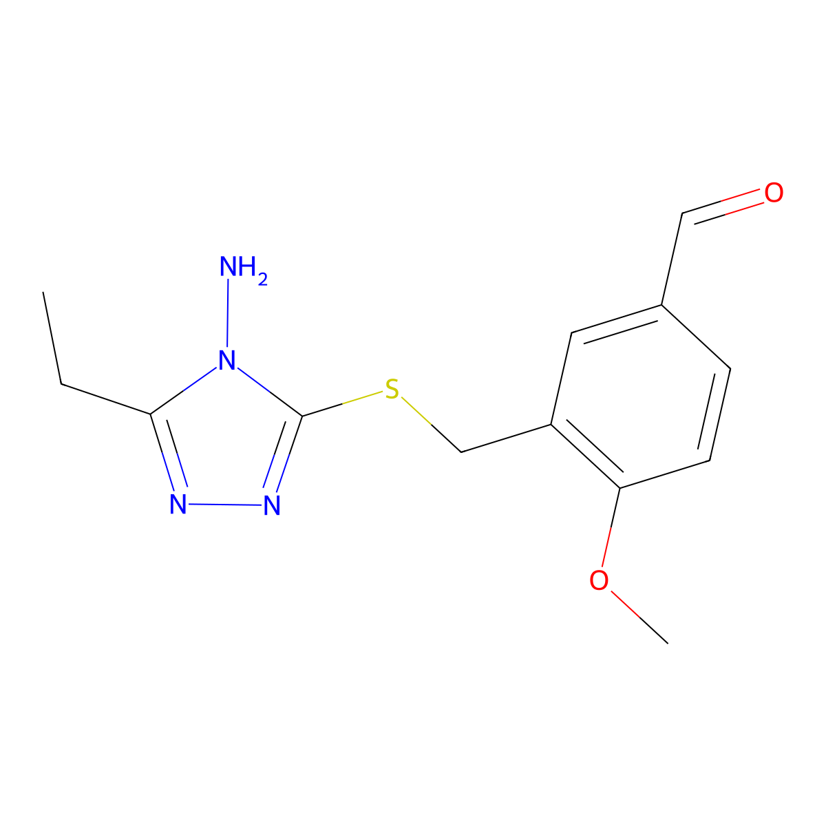 3-{[(4-Amino-5-ethyl-4H-1,2,4-triazol-3-yl)thio]-methyl}-4-methoxybenzaldehyde molecular structure, CAS 1119450-96-2