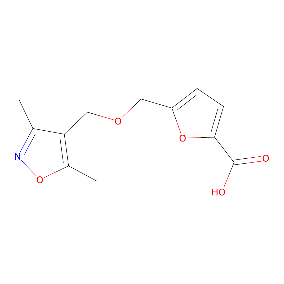 5-{[(3,5-Dimethylisoxazol-4-yl)methoxy]methyl}-2-furoic acid molecular structure, CAS 1119451-00-1