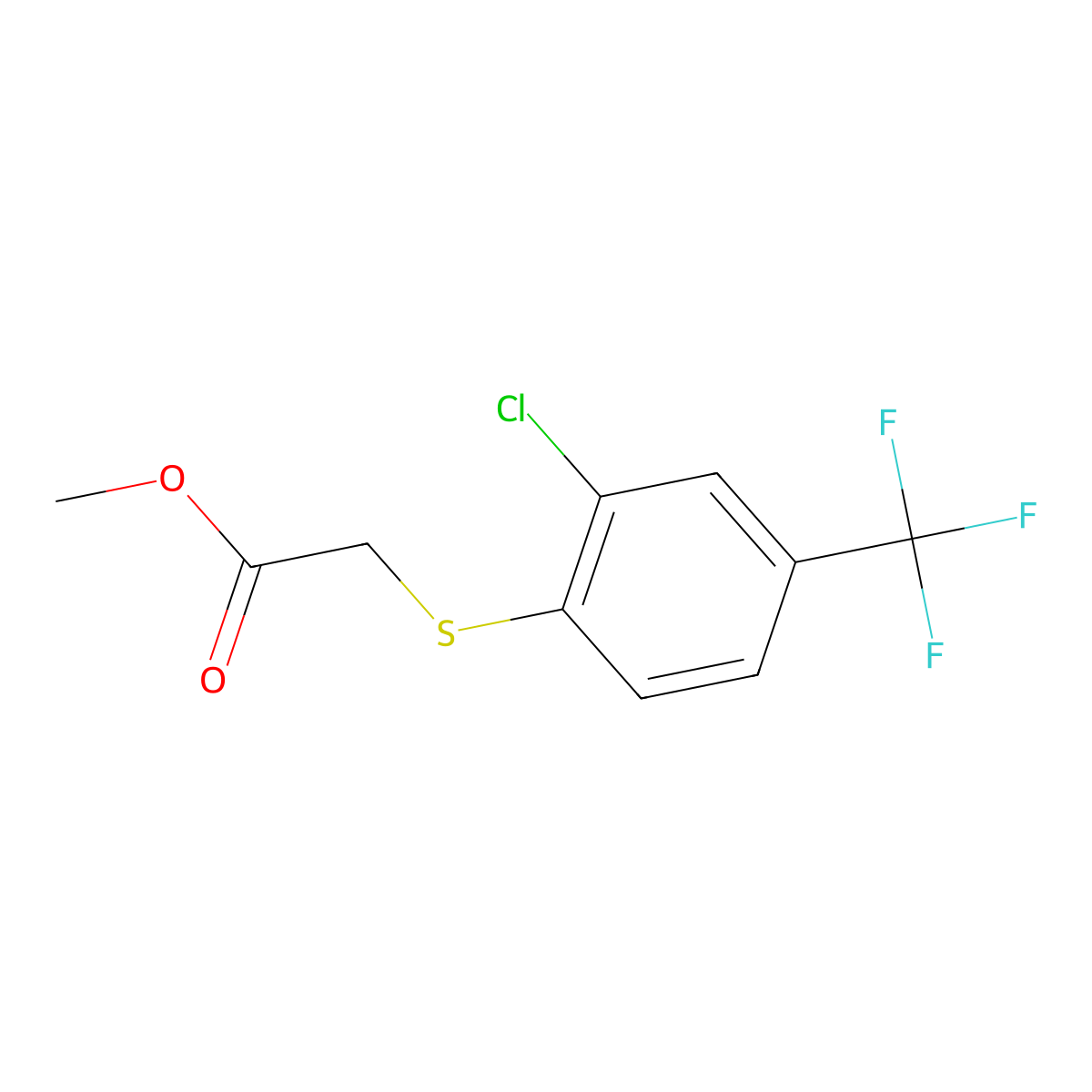 Methyl {[2-chloro-4-(trifluoromethyl)phenyl]-thio}acetate molecular structure, CAS 1119451-07-8