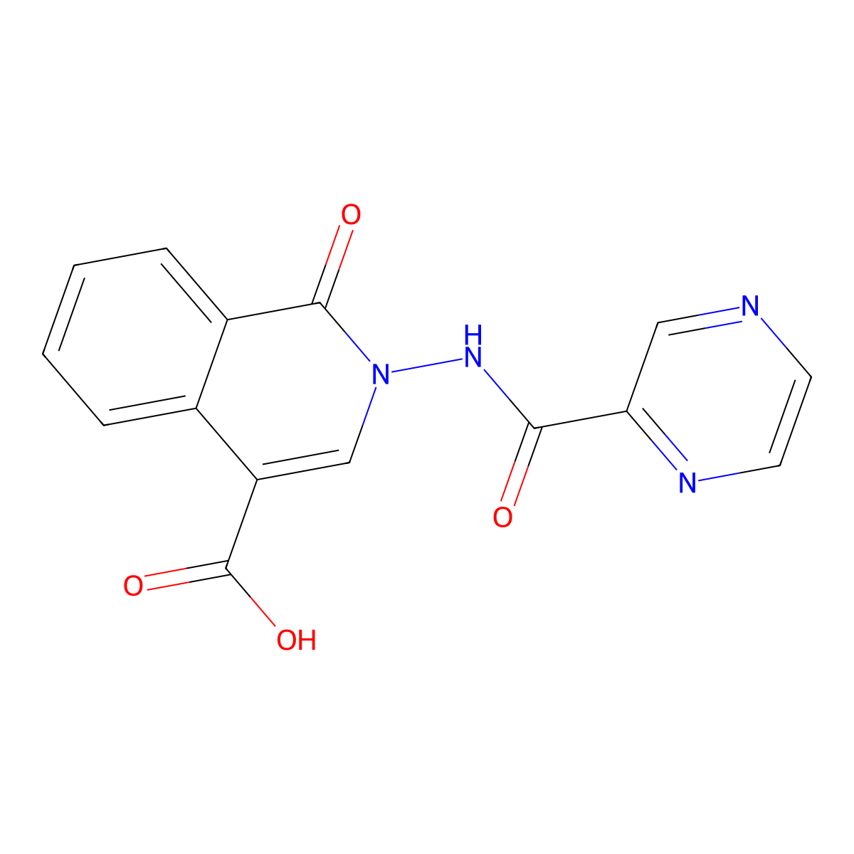 1-Oxo-2-[(pyrazin-2-ylcarbonyl)amino]-1,2-dihydroisoquinoline-4-carboxylic acid molecular structure, CAS 1119451-17-0