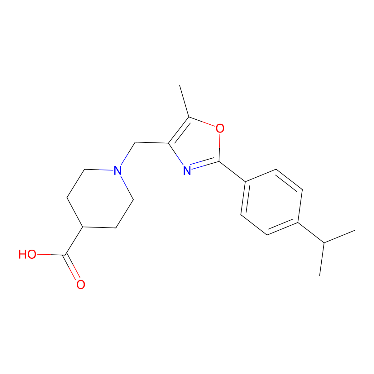 1-{[2-(4-Isopropylphenyl)-5-methyl-1,3-oxazol-4-yl]methyl}piperidine-4-carboxylic acid molecular structure, CAS 1119451-20-5