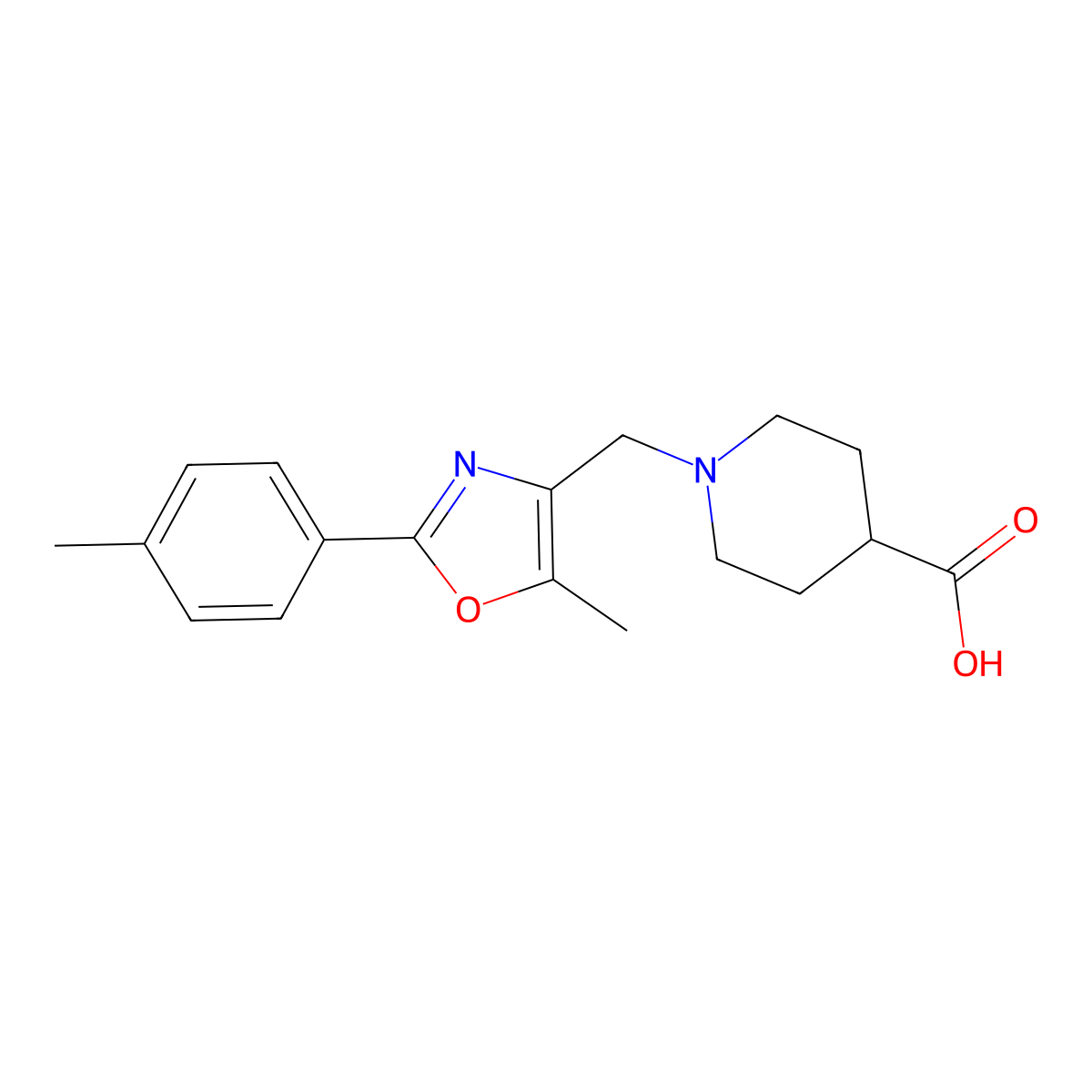 1-{[5-Methyl-2-(4-methylphenyl)-1,3-oxazol-4-YL]-methyl}piperidine-4-carboxylic acid molecular structure, CAS 1119451-22-7
