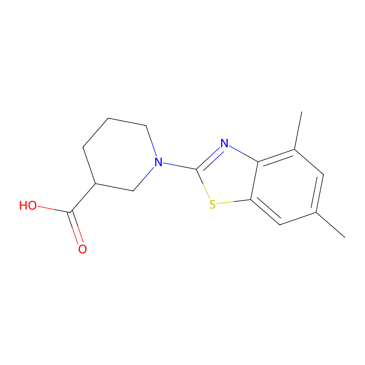 1-(4,6-Dimethyl-1,3-benzothiazol-2-yl)piperidine-3-carboxylic acid molecular structure, CAS 1119451-38-5