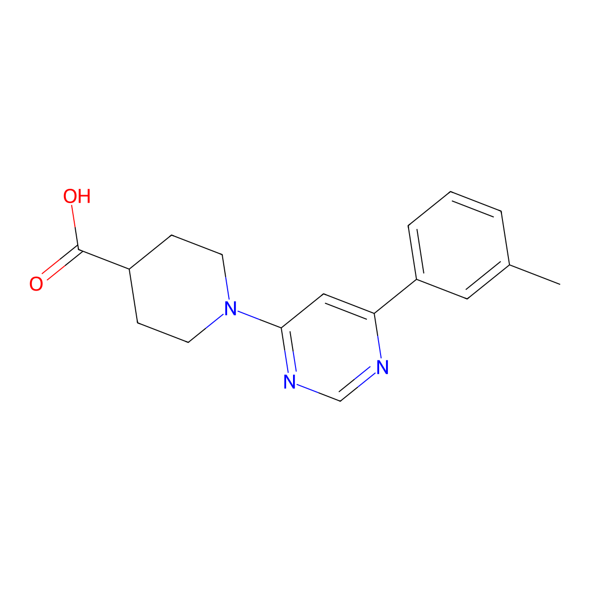 1-[6-(3-Methylphenyl)pyrimidin-4-yl]piperidine-4-carboxylic acid molecular structure, CAS 1119451-54-5