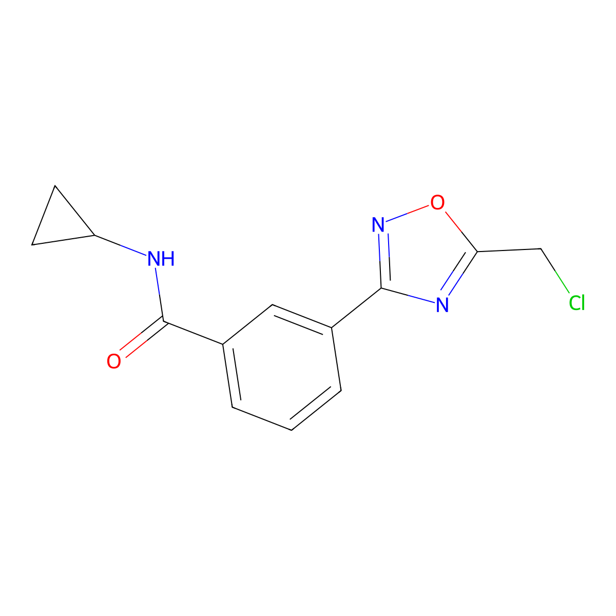 3-[5-(chloromethyl)-1,2,4-oxadiazol-3-yl]-N-cyclopropylbenzamide molecular structure, CAS 1119452-08-2