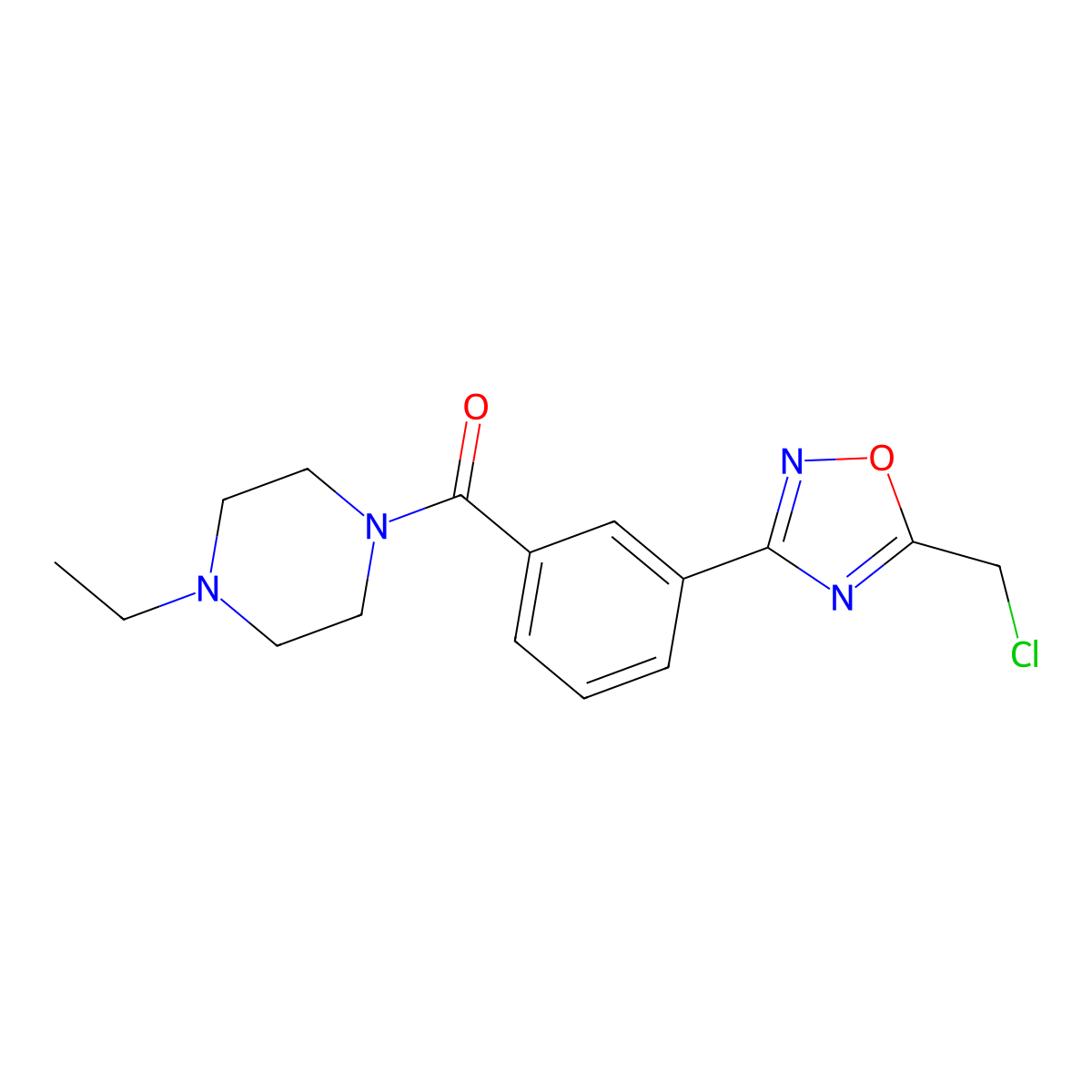1-{3-[5-(Chloromethyl)-1,2,4-oxadiazol-3-yl]benzoyl}-4-ethylpiperazine molecular structure, CAS 1119452-09-3