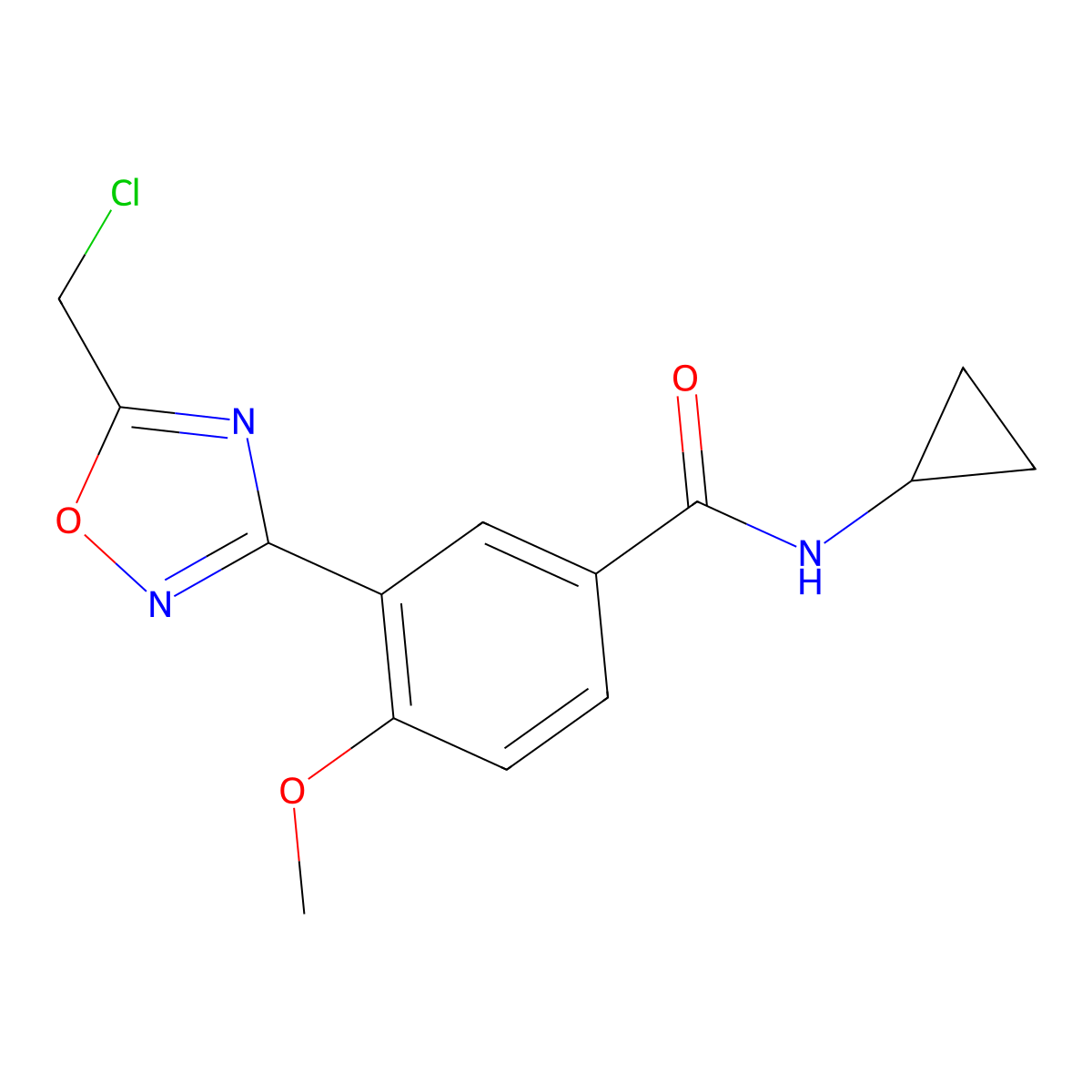 3-[5-(chloromethyl)-1,2,4-oxadiazol-3-yl]-N-cyclopropyl-4-methoxybenzamide molecular structure, CAS 1119452-11-7