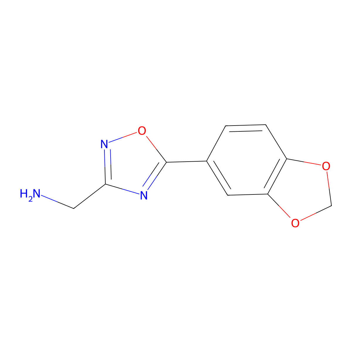 (5-(Benzo[d][1,3]dioxol-5-yl)-1,2,4-oxadiazol-3-yl)methanamine molecular structure, CAS 1119452-20-8