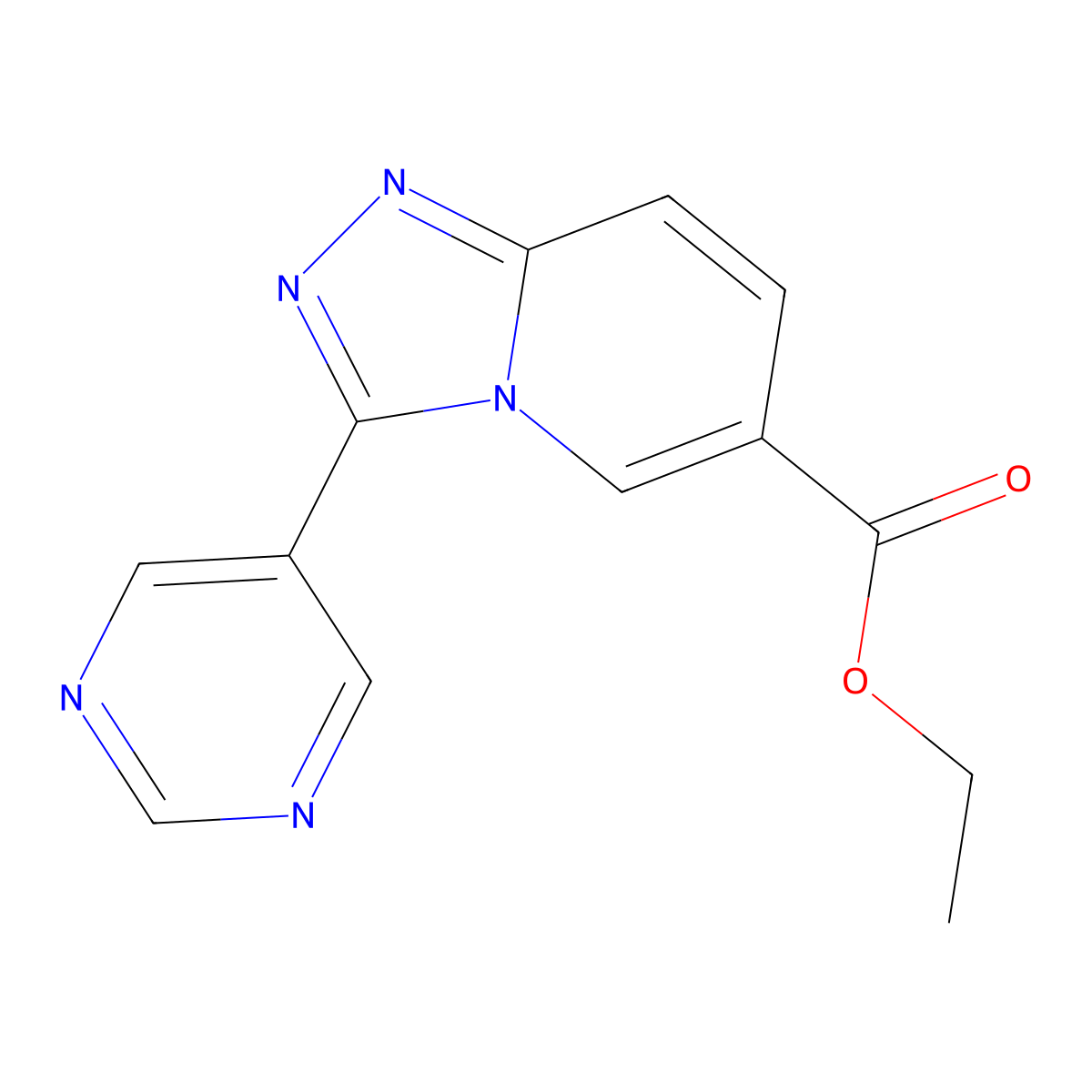 Ethyl 3-pyrimidin-5-yl[1,2,4]triazolo[4,3-a]pyridine-6-carboxylate molecular structure, CAS 1119452-22-0