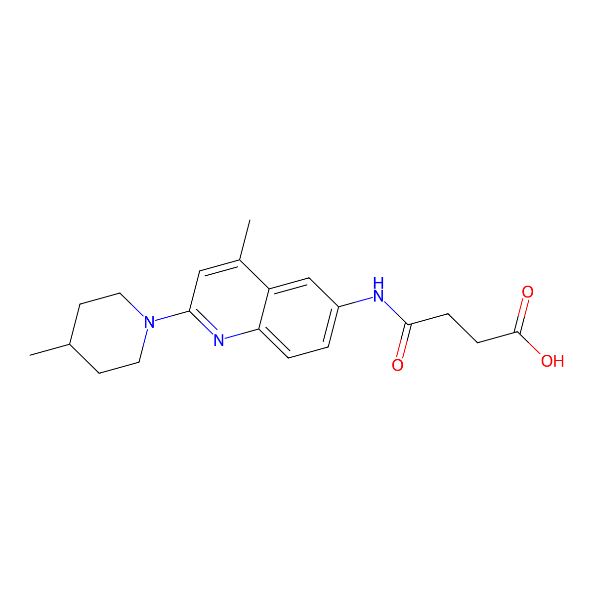 4-{[4-Methyl-2-(4-methylpiperidin-1-yl)quinolin-6-yl]amino}-4-oxobutanoic acid molecular structure, CAS 1119452-23-1