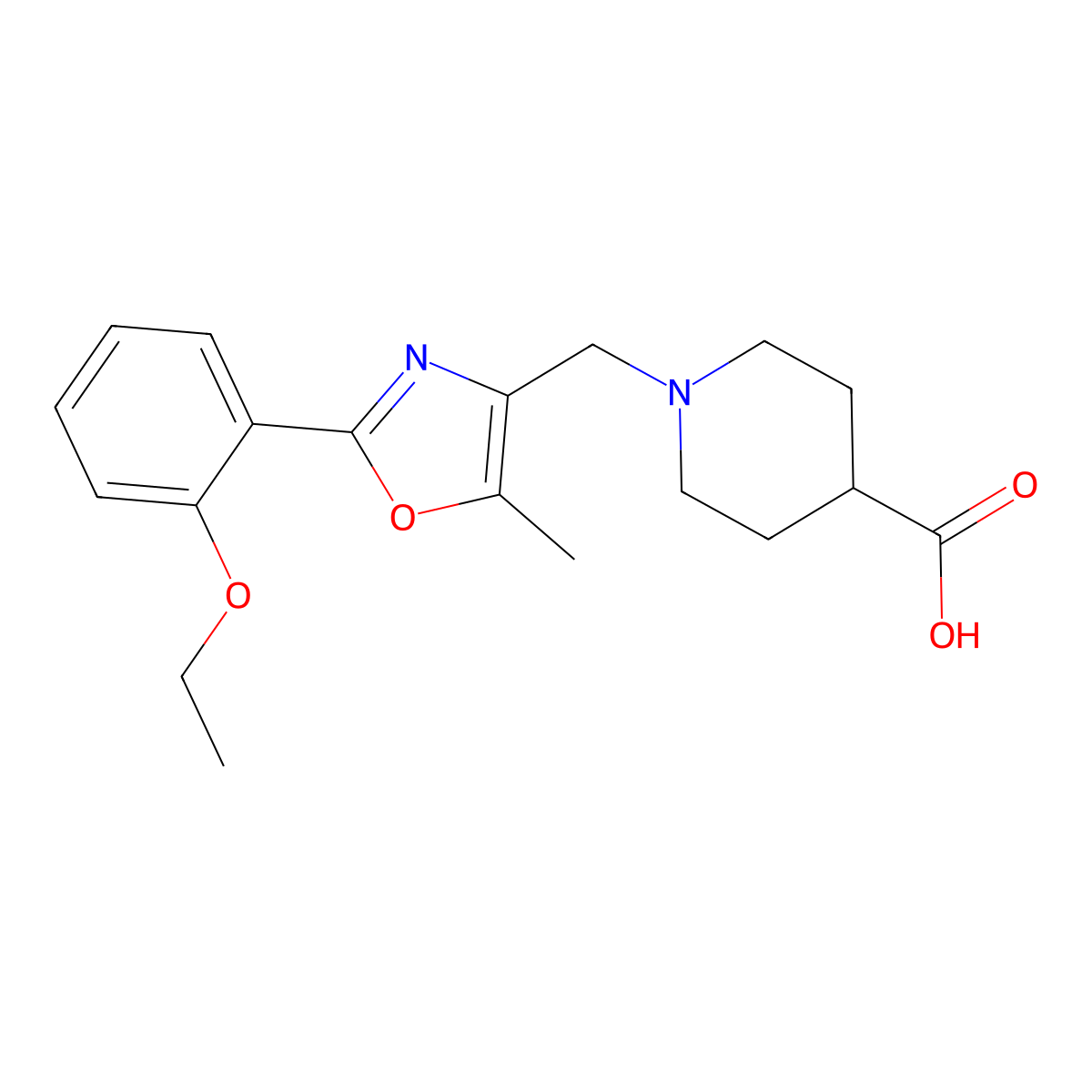 1-{[2-(2-Ethoxyphenyl)-5-methyl-1,3-oxazol-4-YL]-methyl}piperidine-4-carboxylic acid molecular structure, CAS 1119452-24-2
