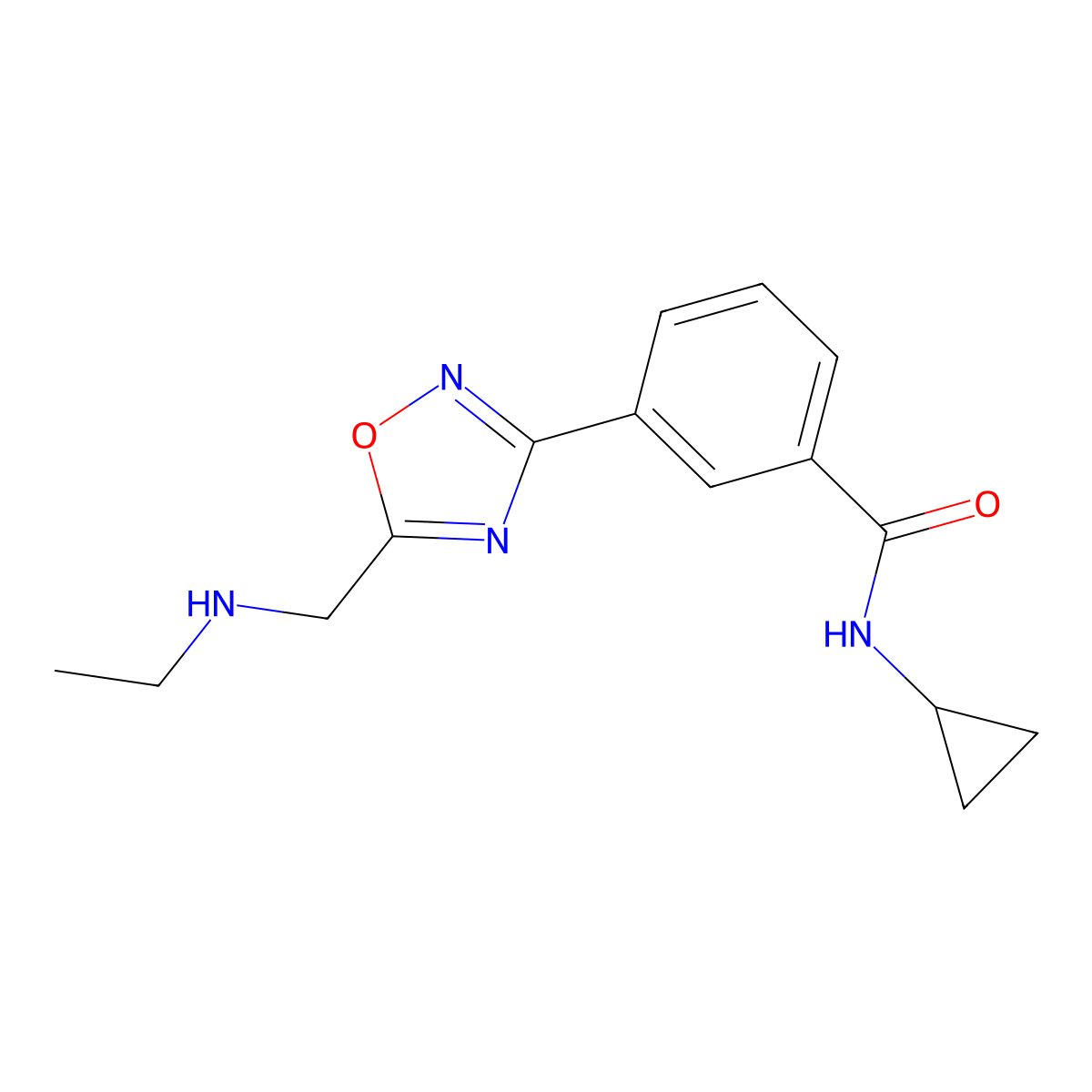 N-cyclopropyl-3-{5-[(ethylamino)methyl]-1,2,4-oxadiazol-3-yl}benzamide molecular structure, CAS 1119452-62-8