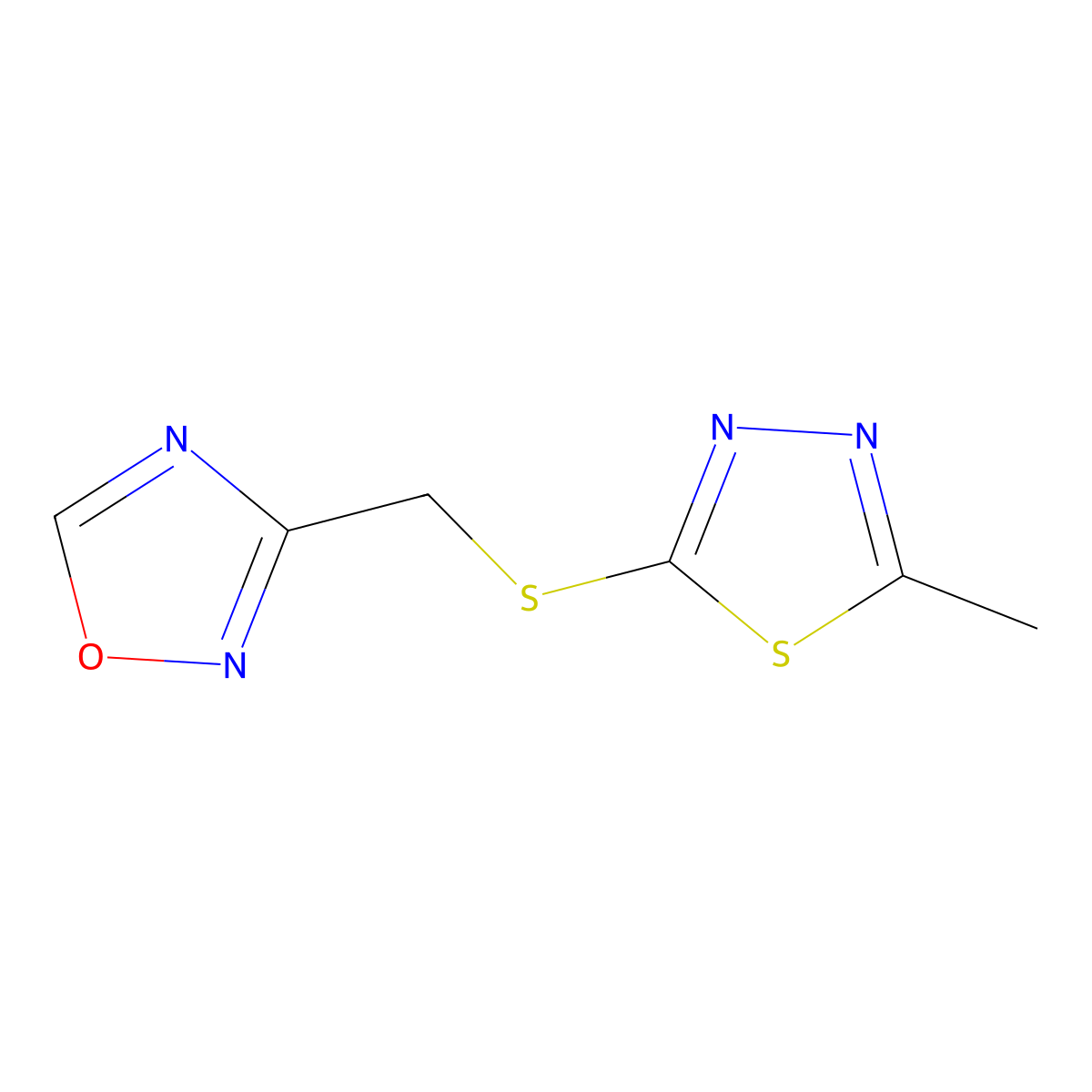 3-{[(5-Methyl-1,3,4-thiadiazol-2-yl)thio]methyl}-1,2,4-oxadiazole molecular structure, CAS 1119452-70-8