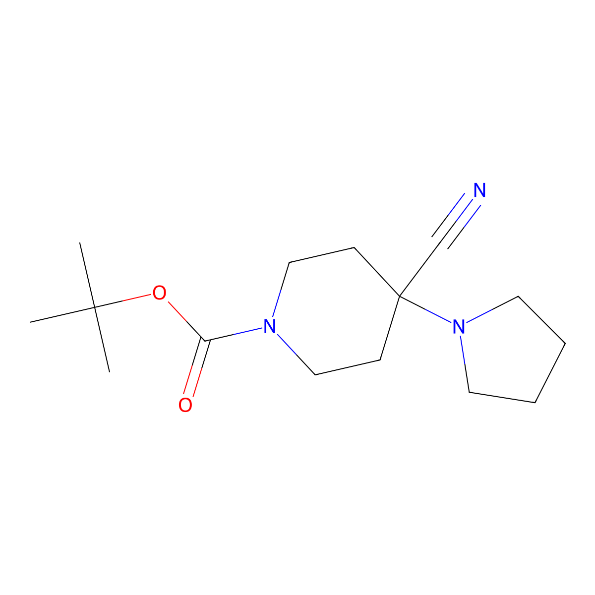 Tert-butyl 4-cyano-4-pyrrolidin-1-ylpiperidine-1-carboxylate molecular structure, CAS 1119452-74-2